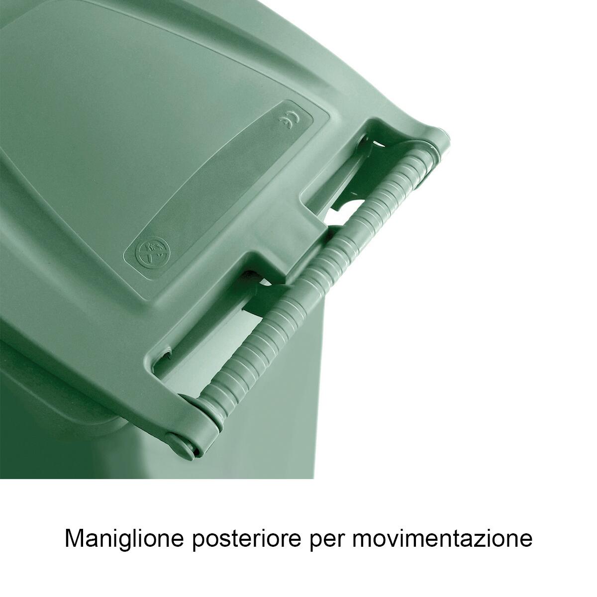 Bidone in polietilene alta densità STEFANPLAST 120 LT verde 2 ruote - 7