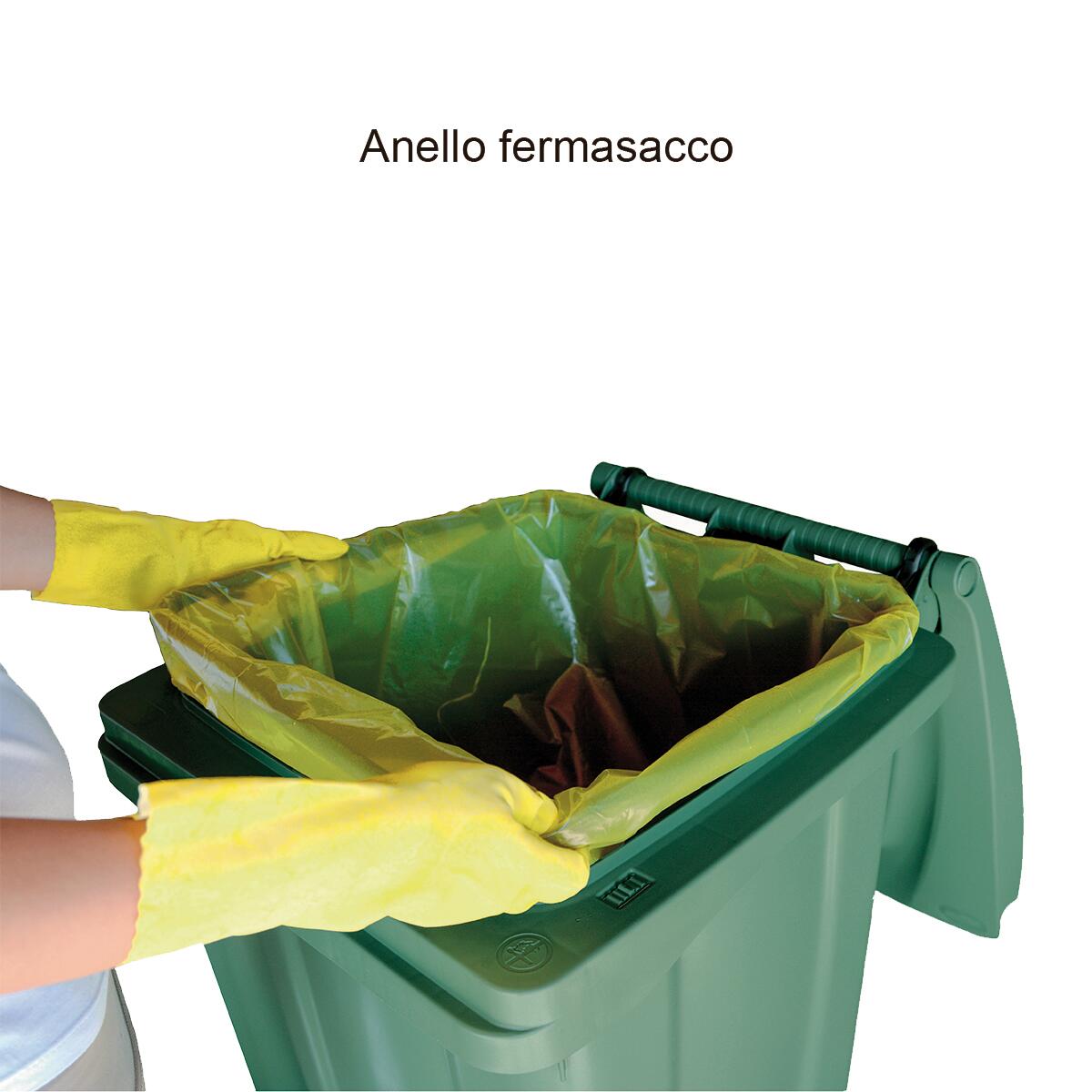 Bidone in polietilene alta densità STEFANPLAST 120 LT verde 2 ruote - 6