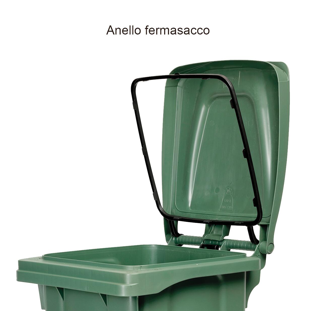 Bidone in polietilene alta densità STEFANPLAST 120 LT verde 2 ruote - 5