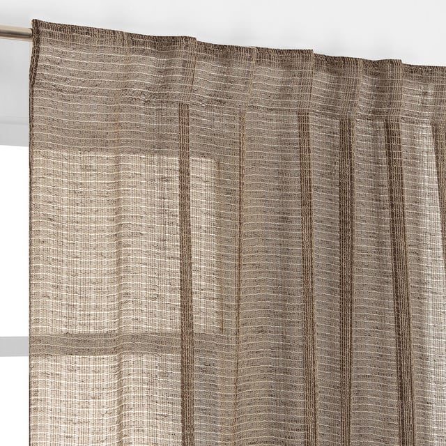 Voilage semi-transparent, Apoline, marron H.280 x l.140 cm