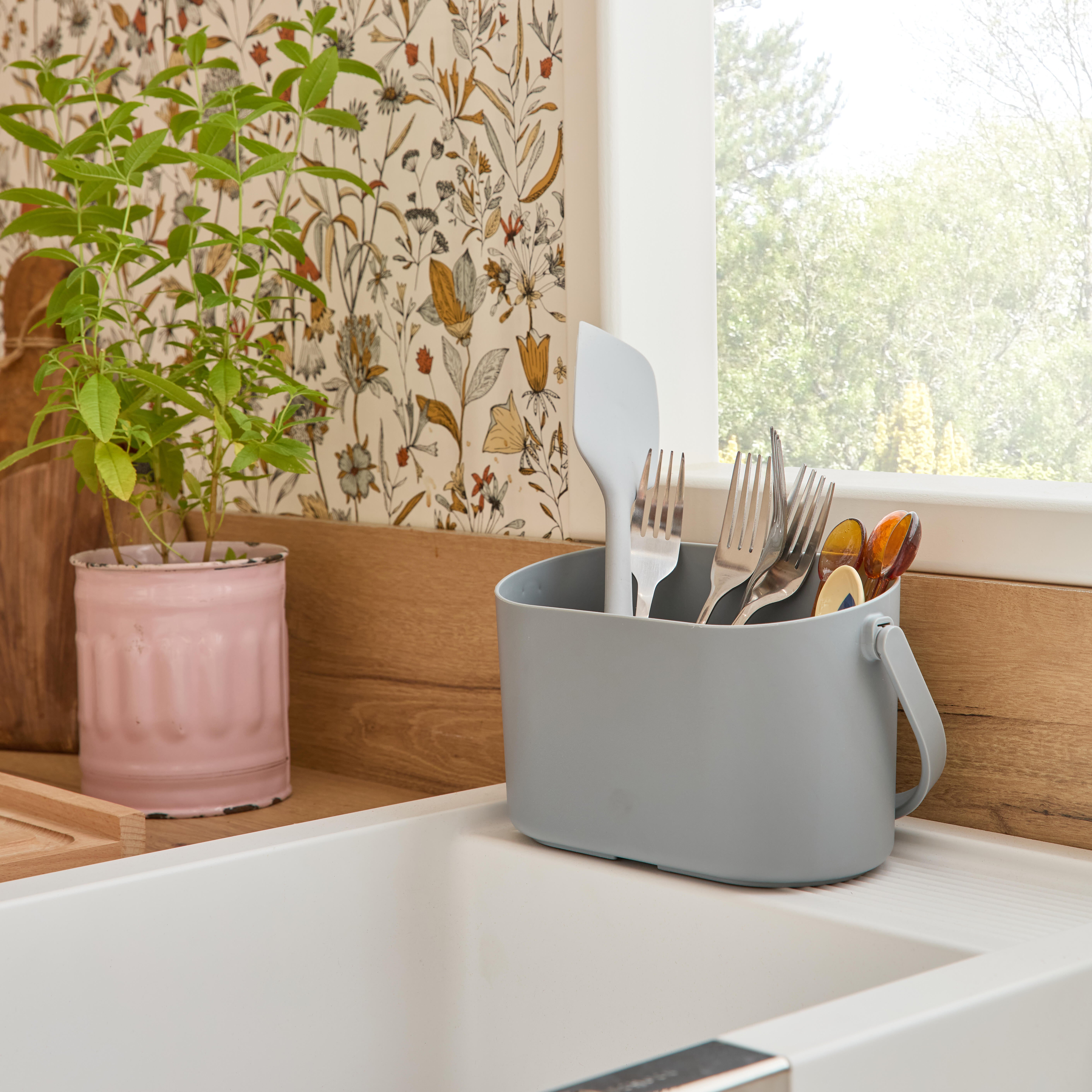 Porta utensilios de cocina con asas ELEKI 4 compartimentos gris - 4