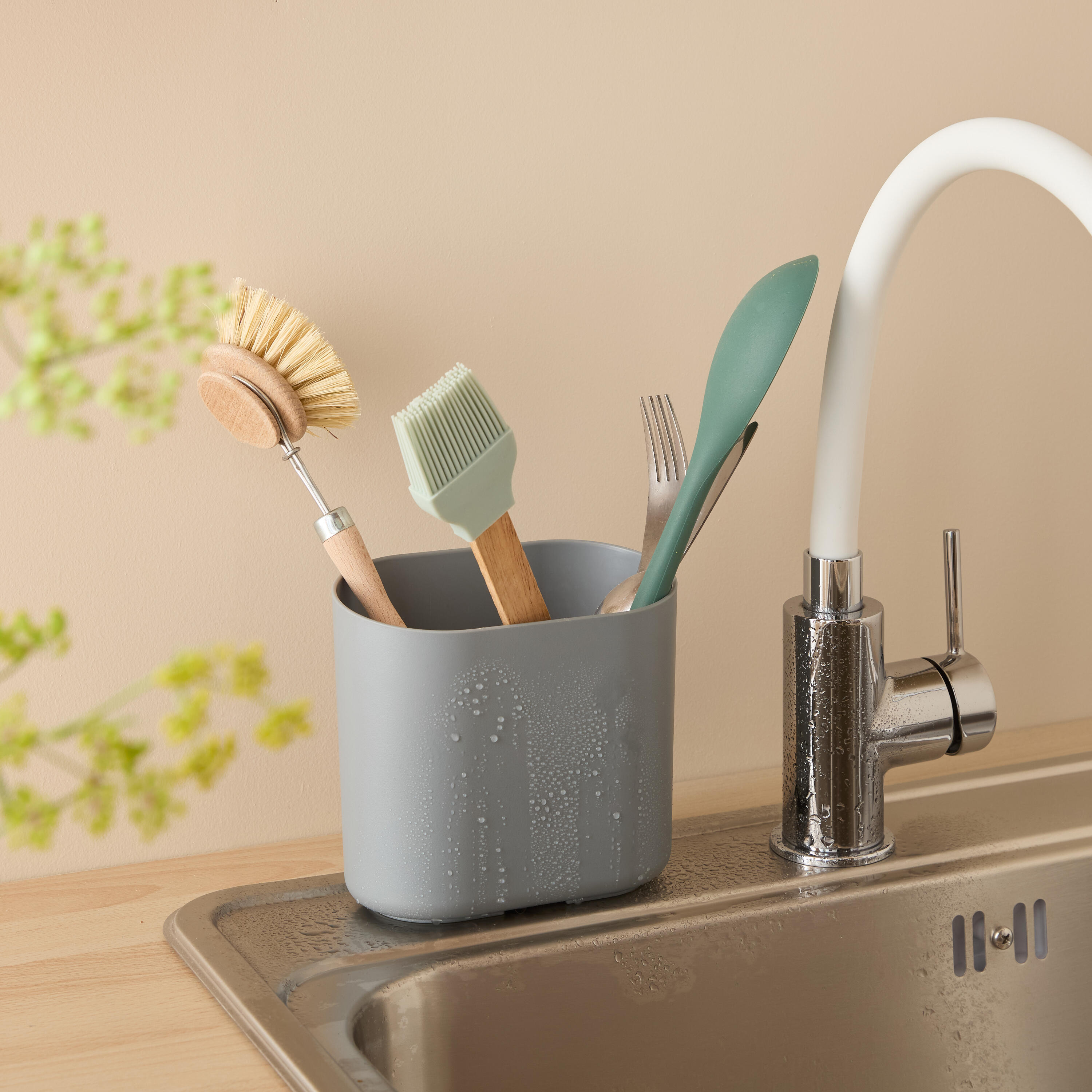 Cubertero escurridor con bandeja Eleki Delinia gris - 5