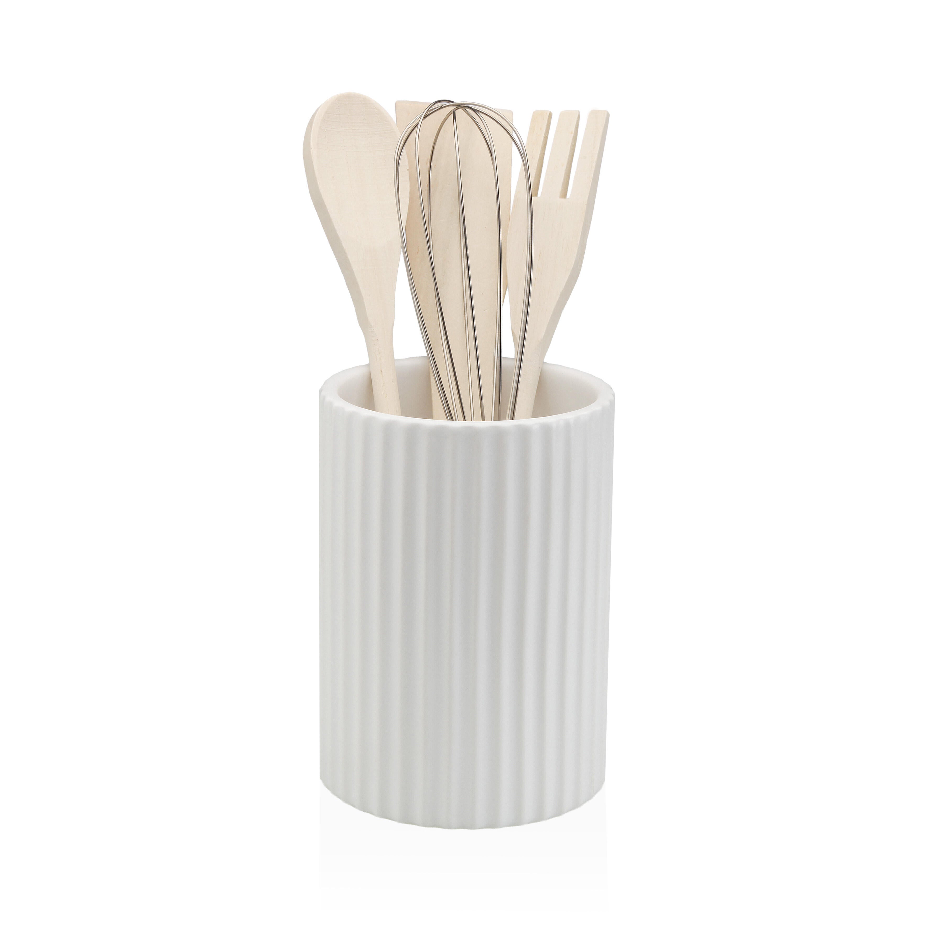 Porta utensilios de cocina de cerámica versa nordic blanco