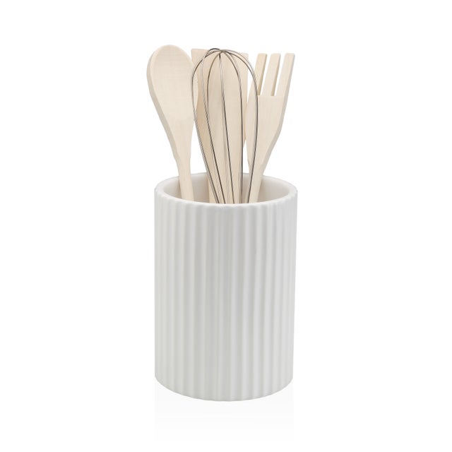 Porta utensilios de cocina de cerámica Versa Nordic blanco