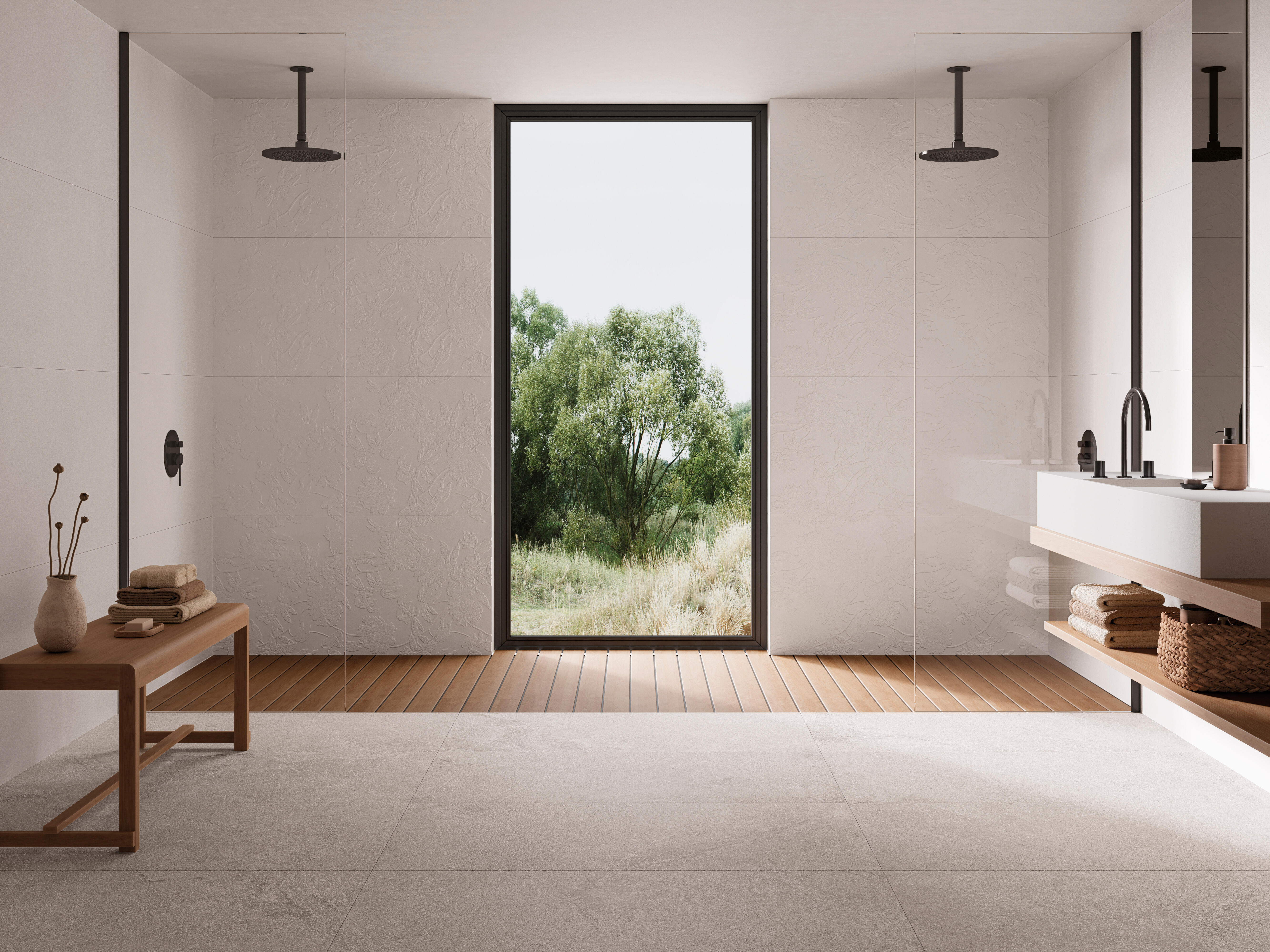 Azulejo cerámico eclat efecto relieve blanco 60x120 cm