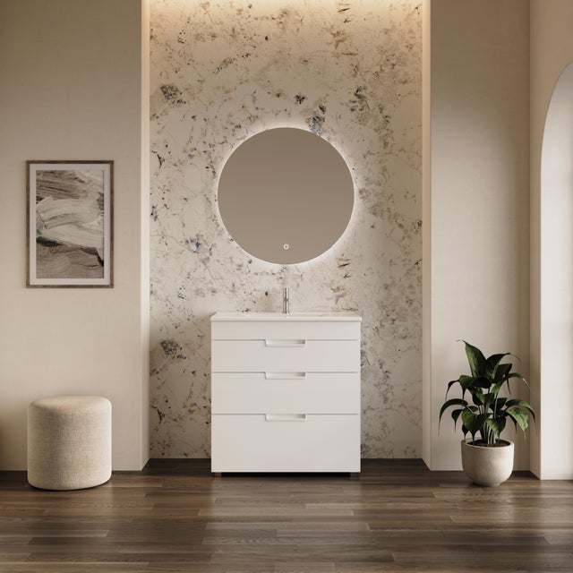 Conjunto móvel de casa de banho 3 gavetas 80 cm branco Trix