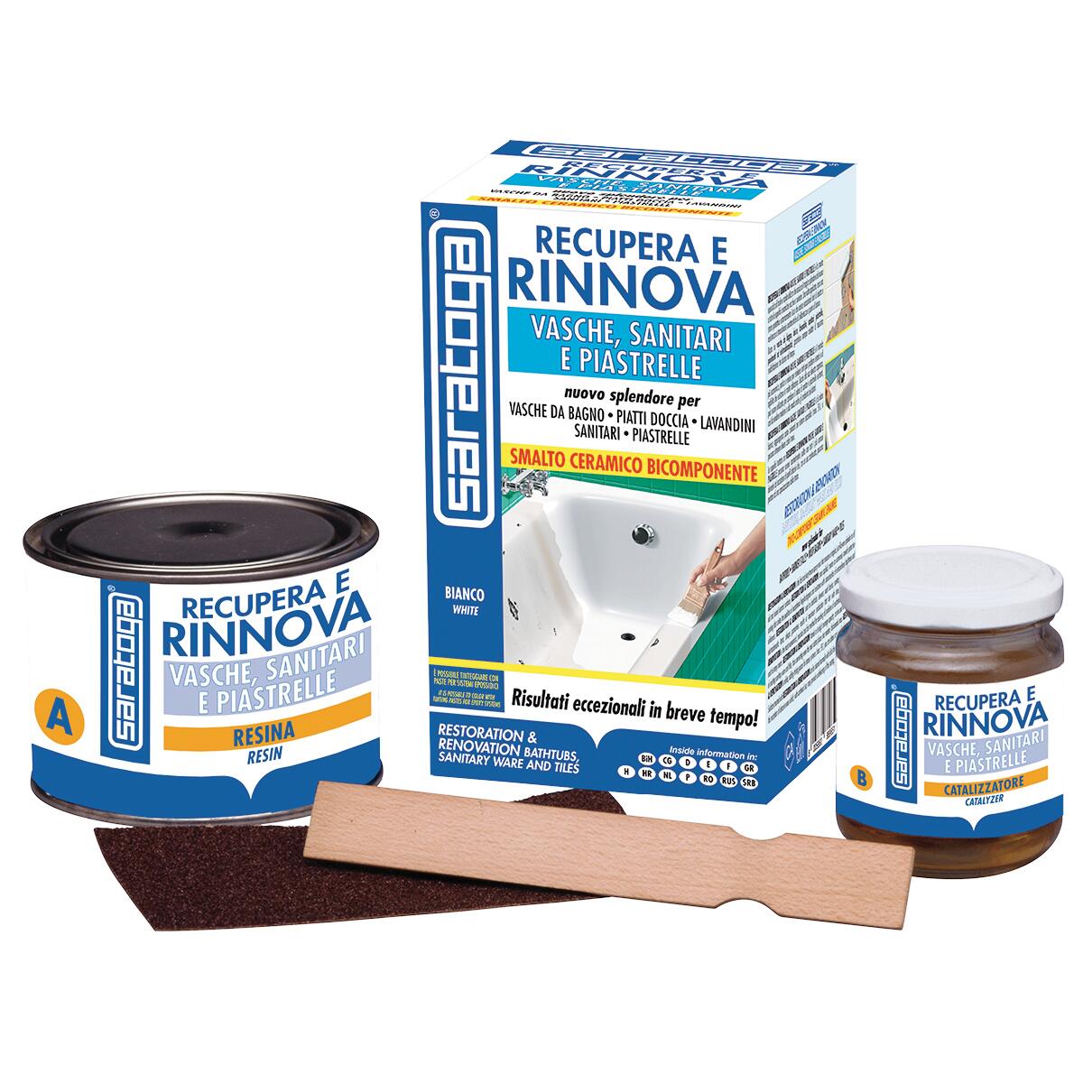 Smalto da interno per bagno, SARATOGA Recupera & Rinnova Sanitari bianco lucido, 0.375 L - 3