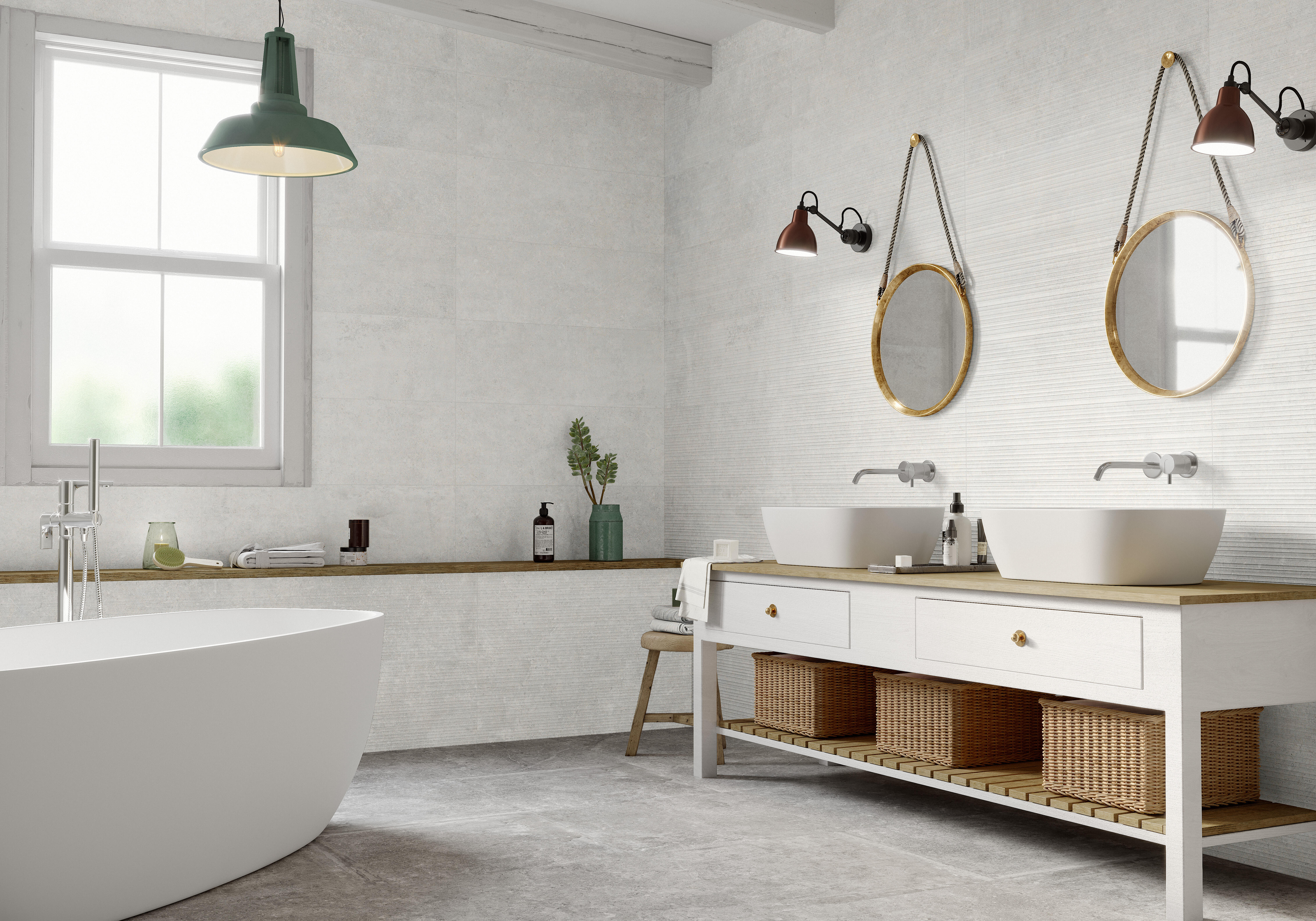 Carrelage mur intérieur effet béton blanc Loft l.30 x L.60 cm ARGENTA 1,44M2 - 3