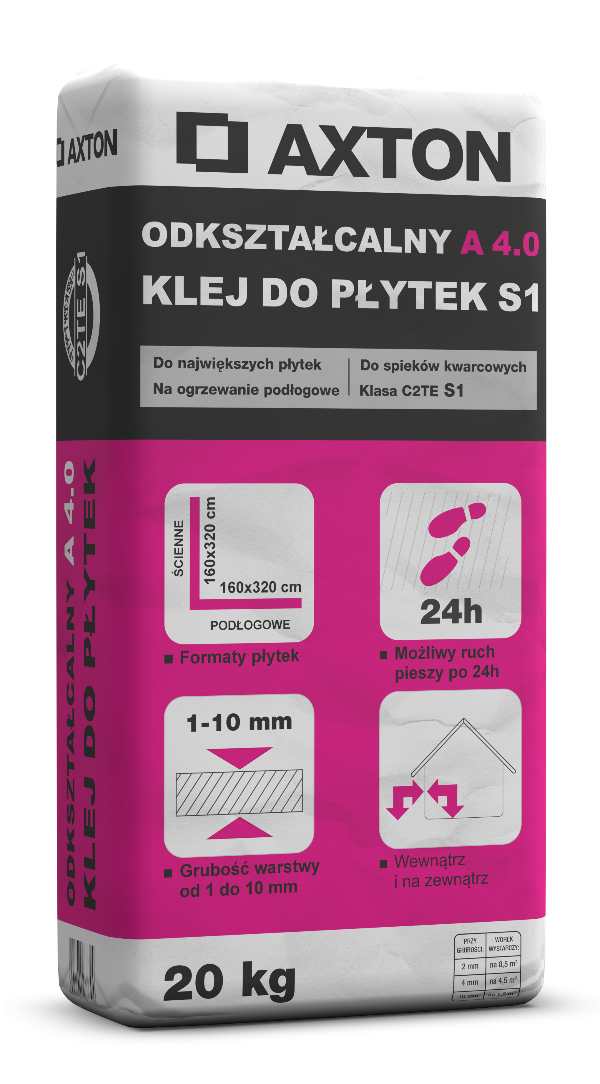 Zaprawa klejowa odkształcalna A 4.0 20 kg Axton