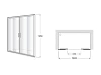 MAMPARA DE DUCHA 2 PUERTAS FRONTAL CORREDERA ROCA URA NEW 160CM PLATA - 3