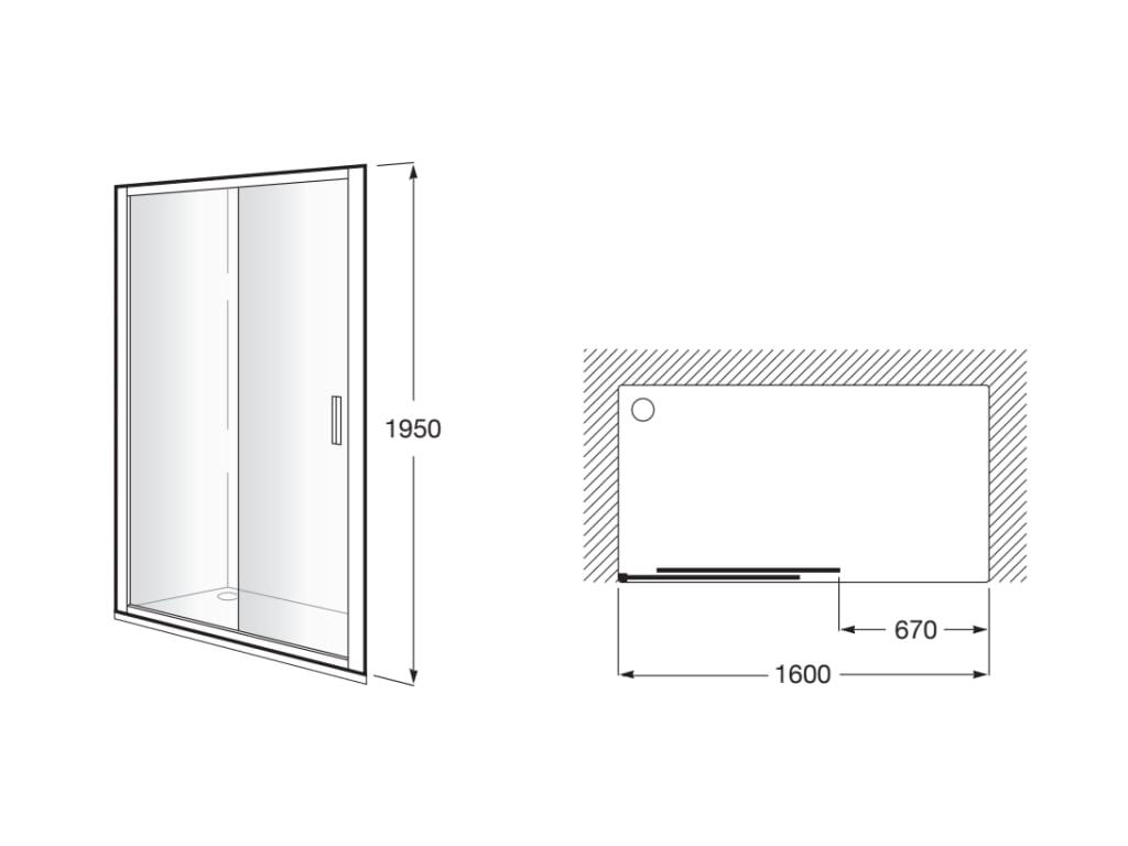 MAMPARA DE DUCHA FRONTAL CORREDERA ROCA URA NEW 160CM PLATA - 2