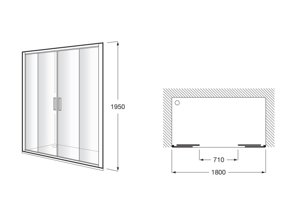 MAMPARA DE DUCHA 2 PUERTAS FRONTAL CORREDERA ROCA URA NEW 180CM PLATA - 3
