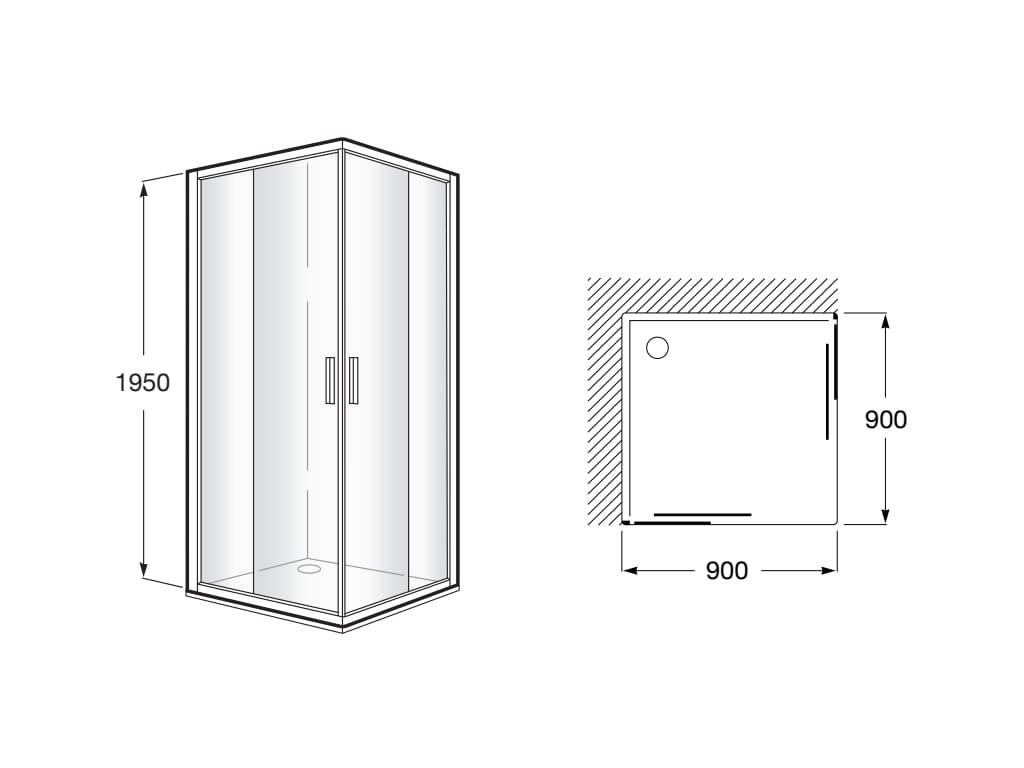 MAMPARA DE DUCHA ANGULAR CORREDERA ROCA URA NEW 90CM PLATA - 3