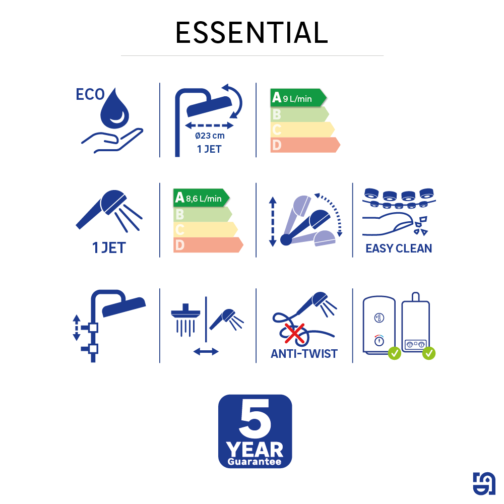 Conjunto de duche com torneira cromado Sensea Essencial - 10