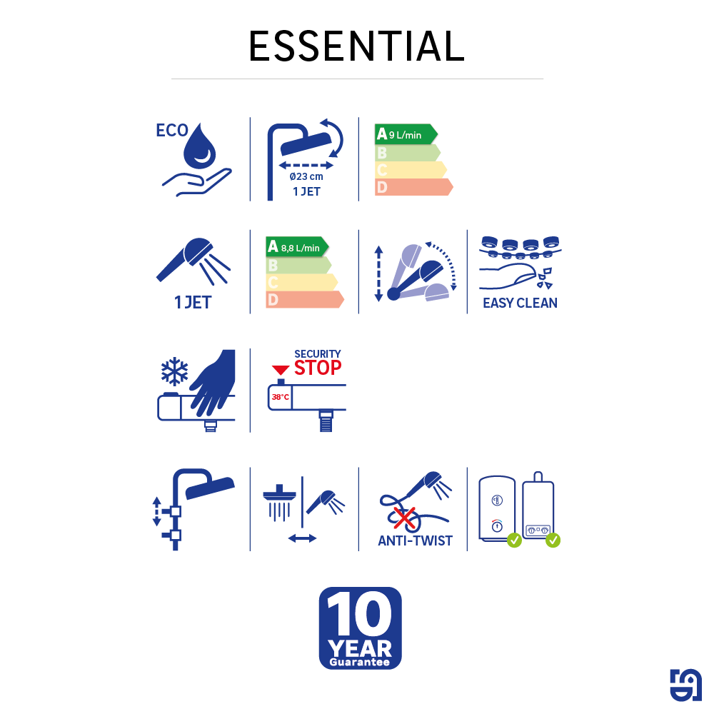 Colonne de douche thermostatique noire, Essential, SENSEA - 9