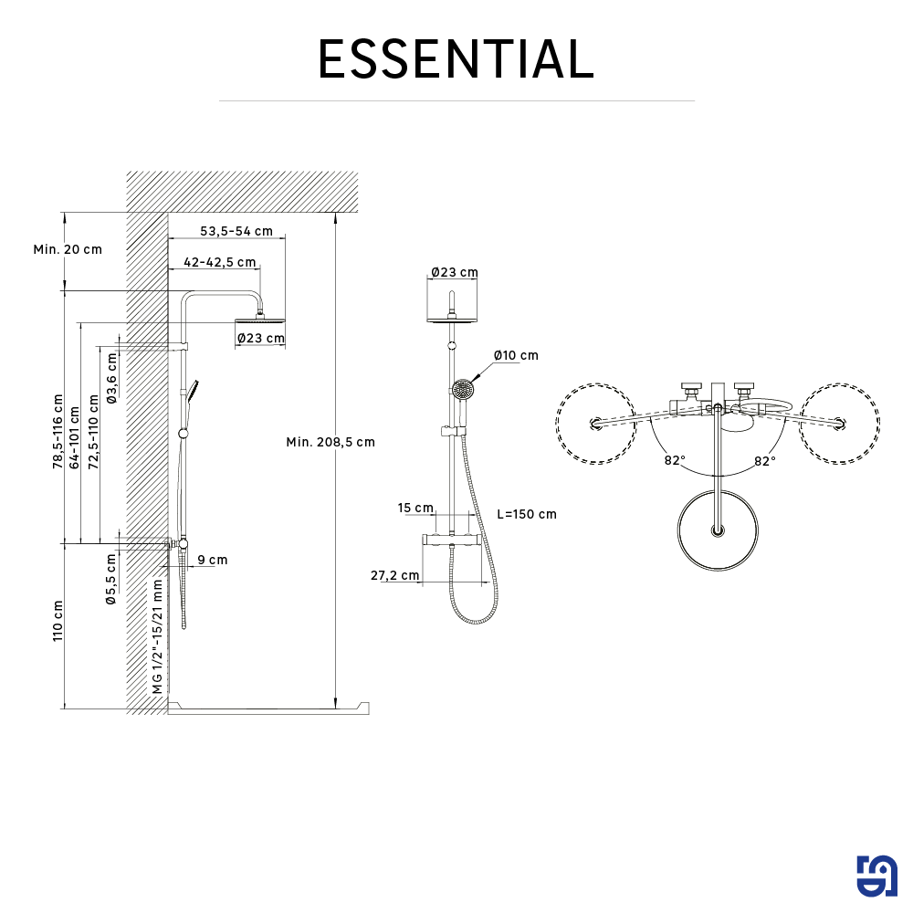 Columna de ducha termostática Sensea Essential negro - 7