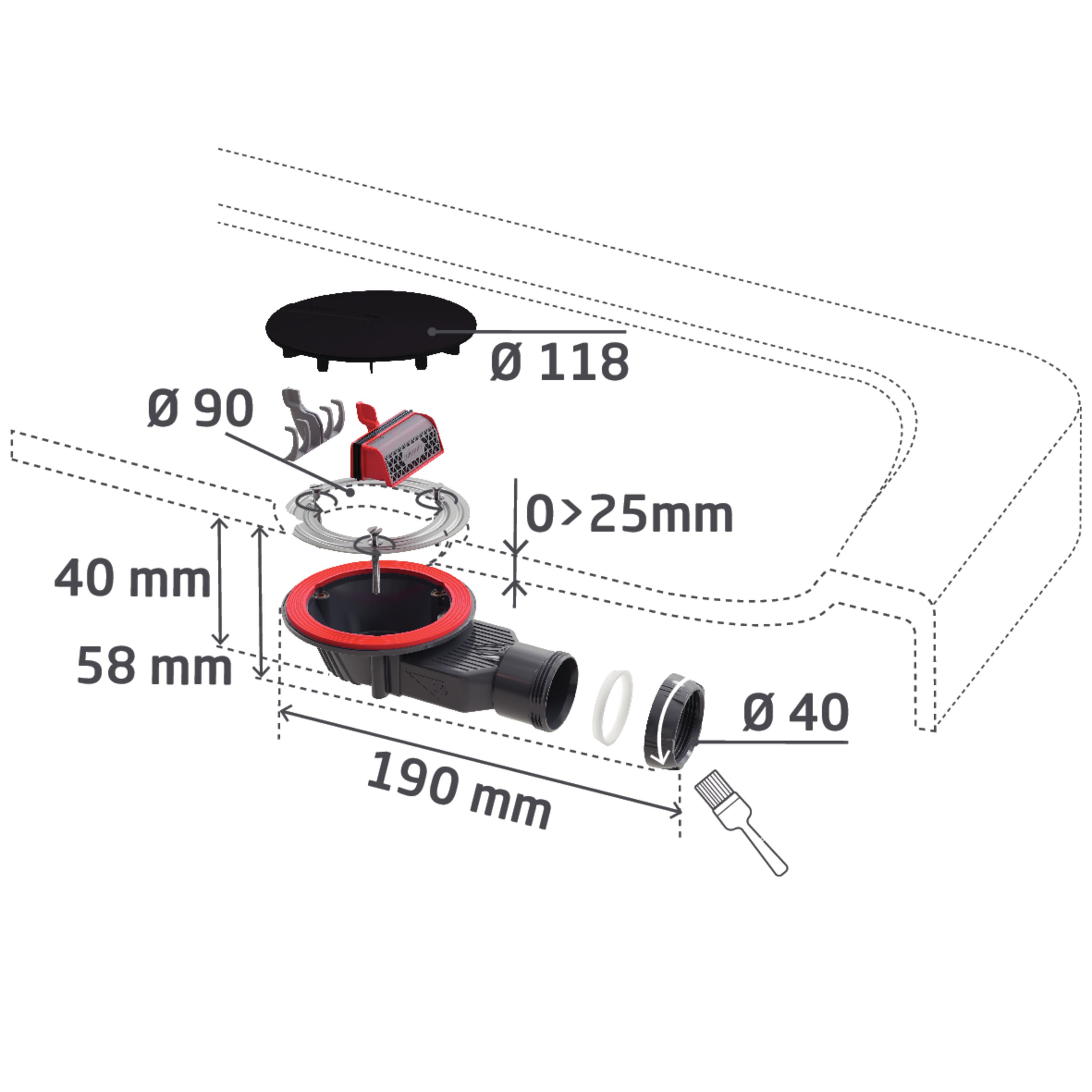 Syfon brodzika 90 mm czarny WIRQUIN - 3