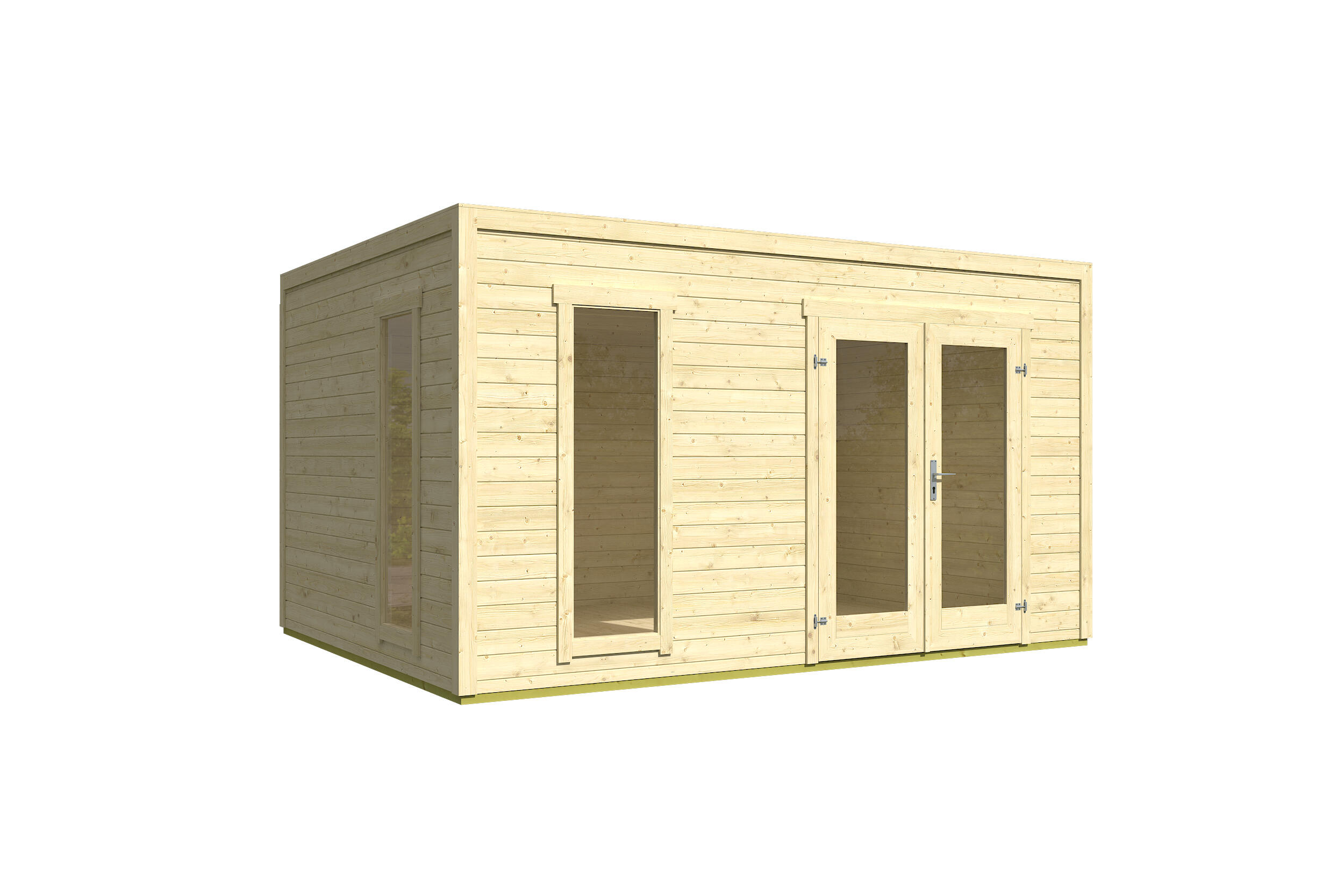 caseta de madera catania c de 400x222x303 cm y 16 m2 con 28 mm espesor y doble puerta abatible lasita maja