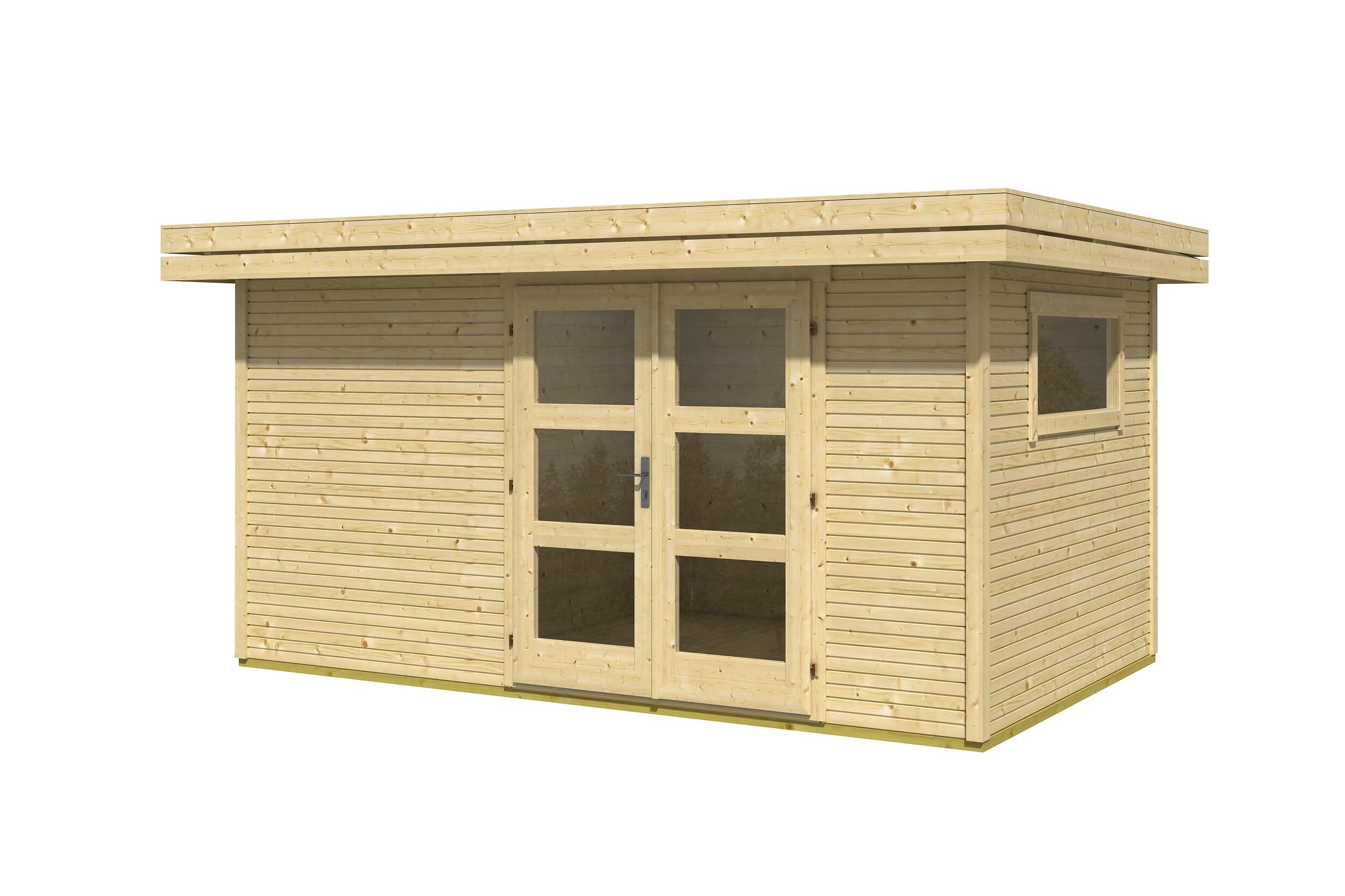 caseta de madera faro 3 de 440x217x310 cm y 1364 m2 con 29 mm espesor y doble puerta abatible lasita maja