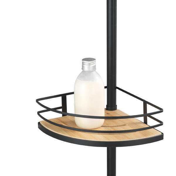 Cesto para duche telescópico 4 PRATELEIRAS PRETO BAMBU - 6