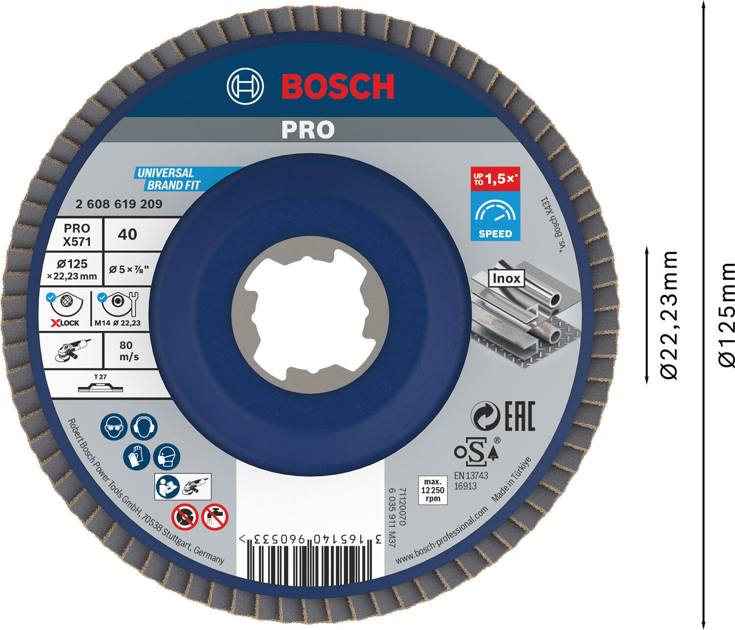 Disque à lamelles pour meuleuse Diam.125 mm grain 40 - BOSCH - 4