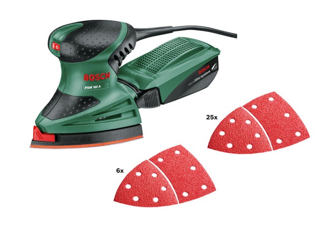 Ponceuse delta filaire BOSCH PSM 160 A, 160 W + 31 abrasifs