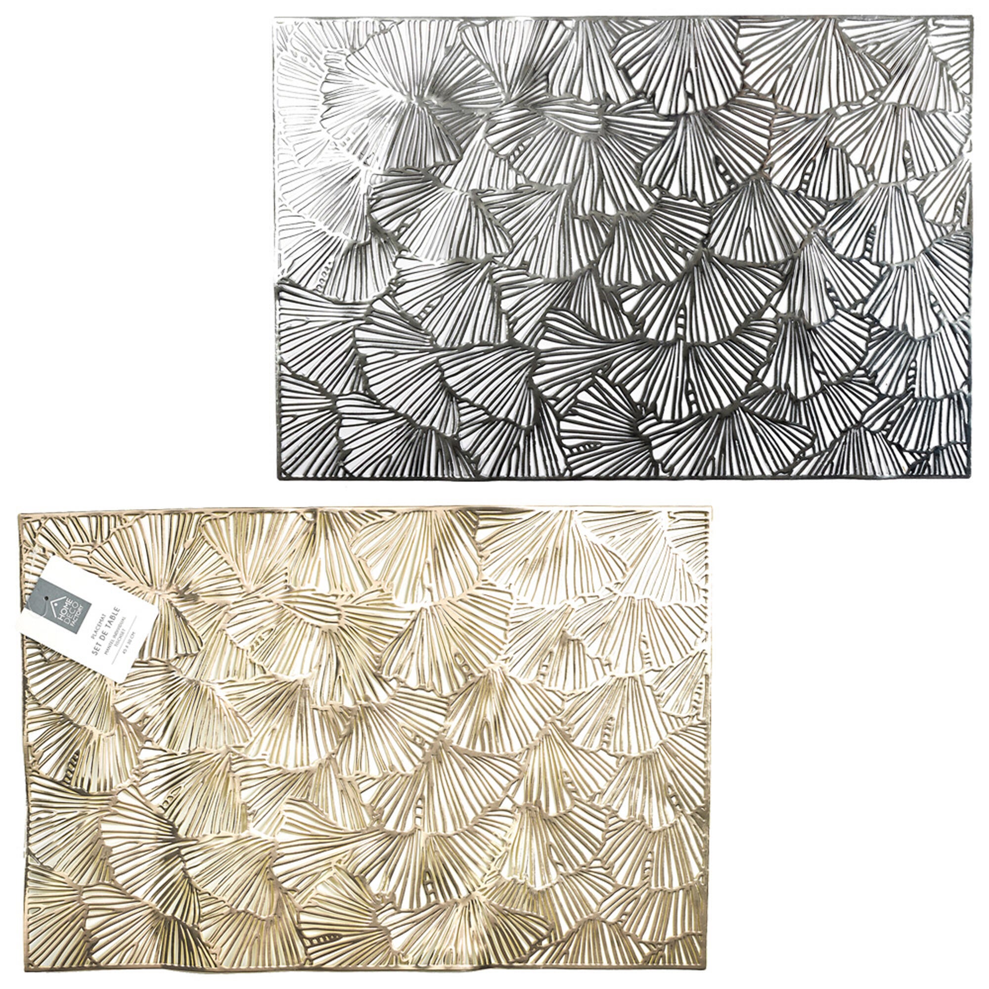 Pack de 12 manteles individuales de pvc de color dorado y plateado - 4