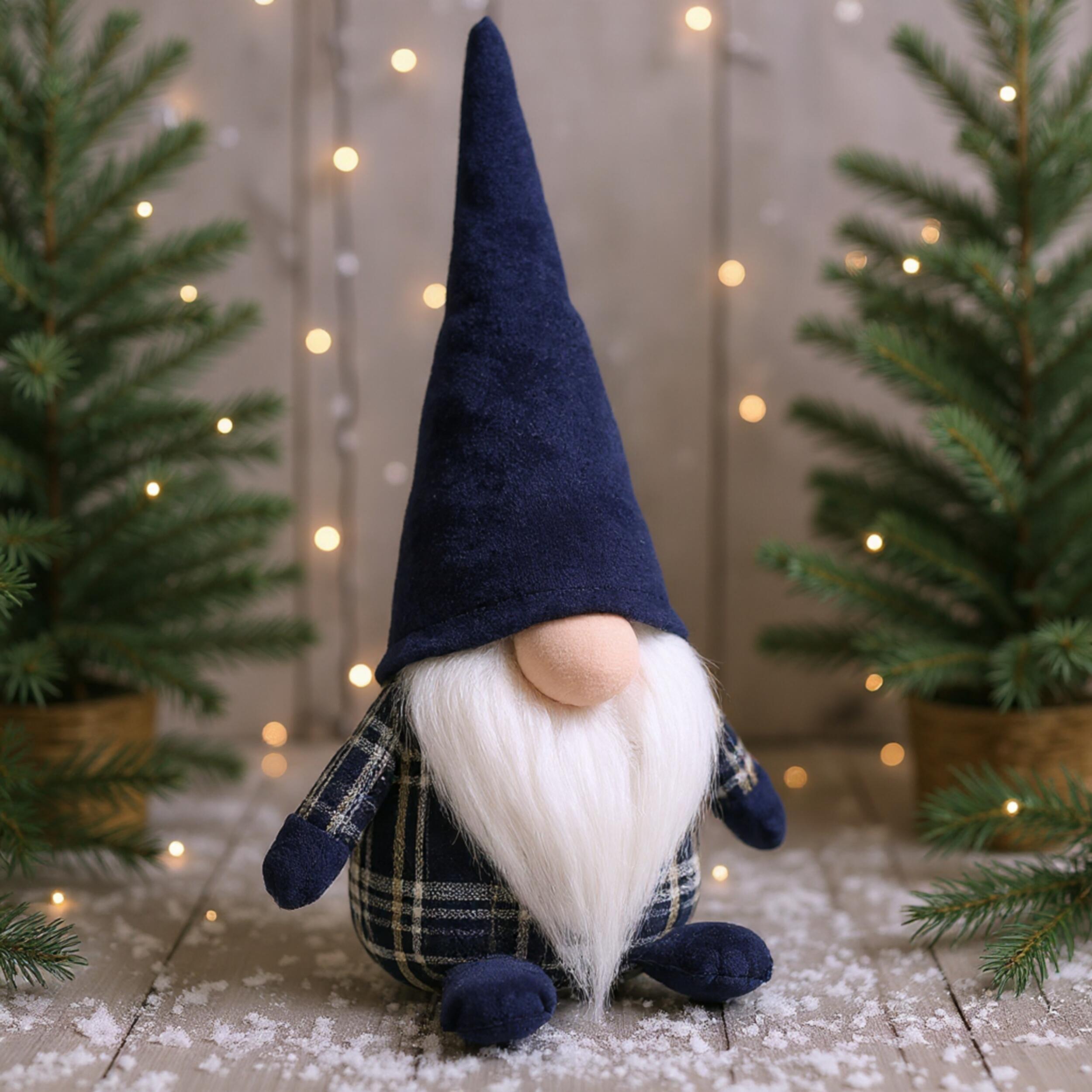 Skrzat materiałowy 30cm stojący granatowo-biały - 2