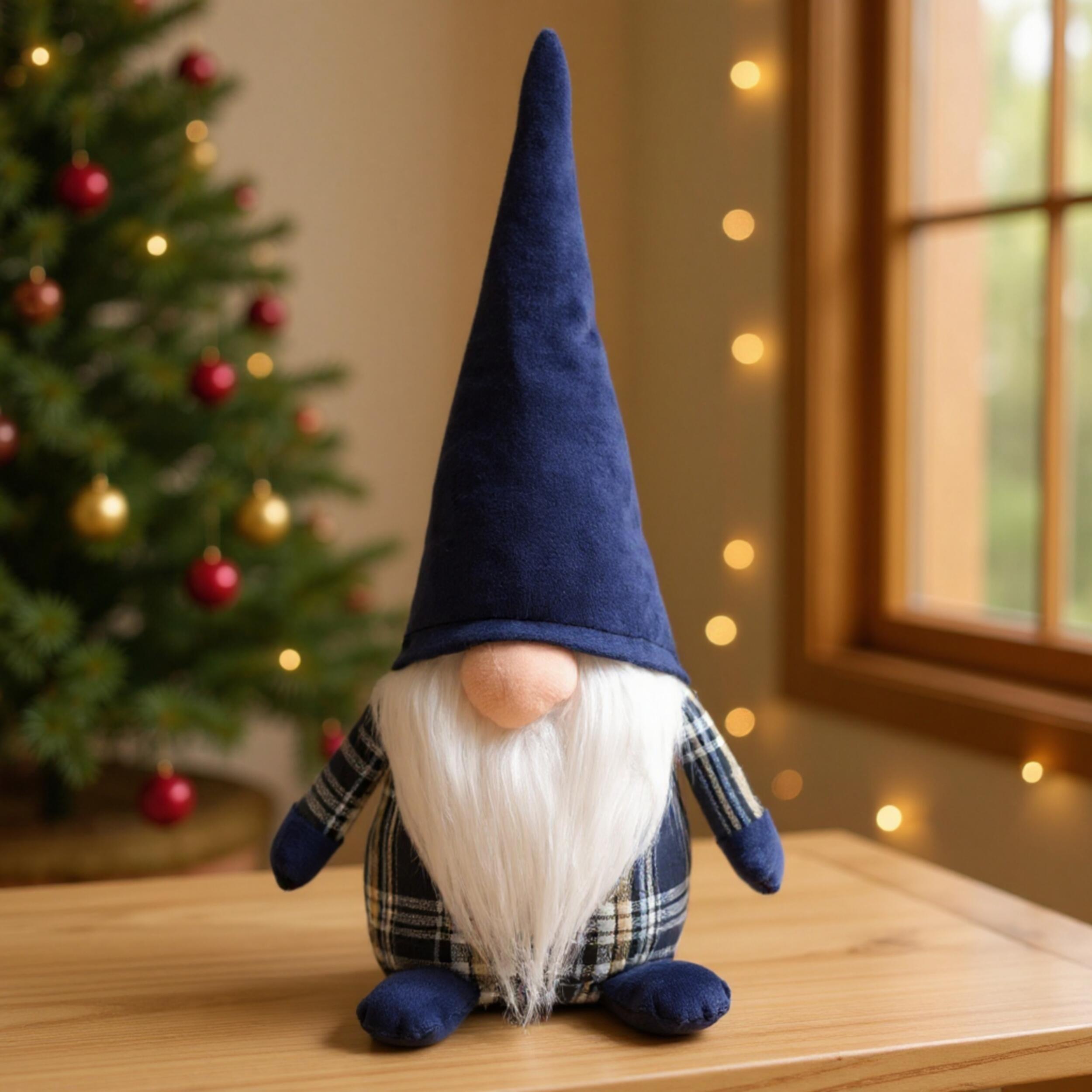 Skrzat materiałowy 30cm stojący granatowo-biały - 5