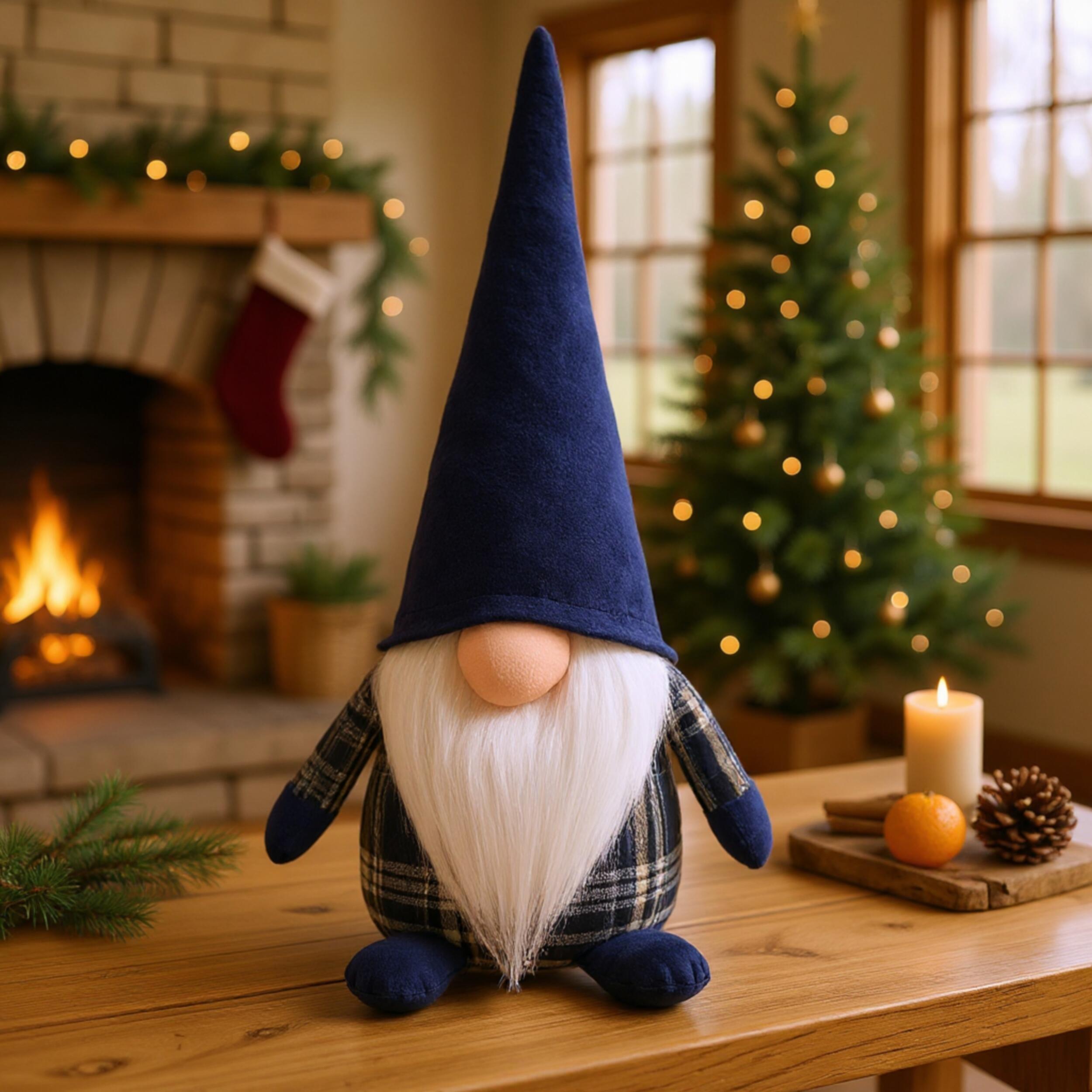 Skrzat materiałowy 30cm stojący granatowo-biały - 4