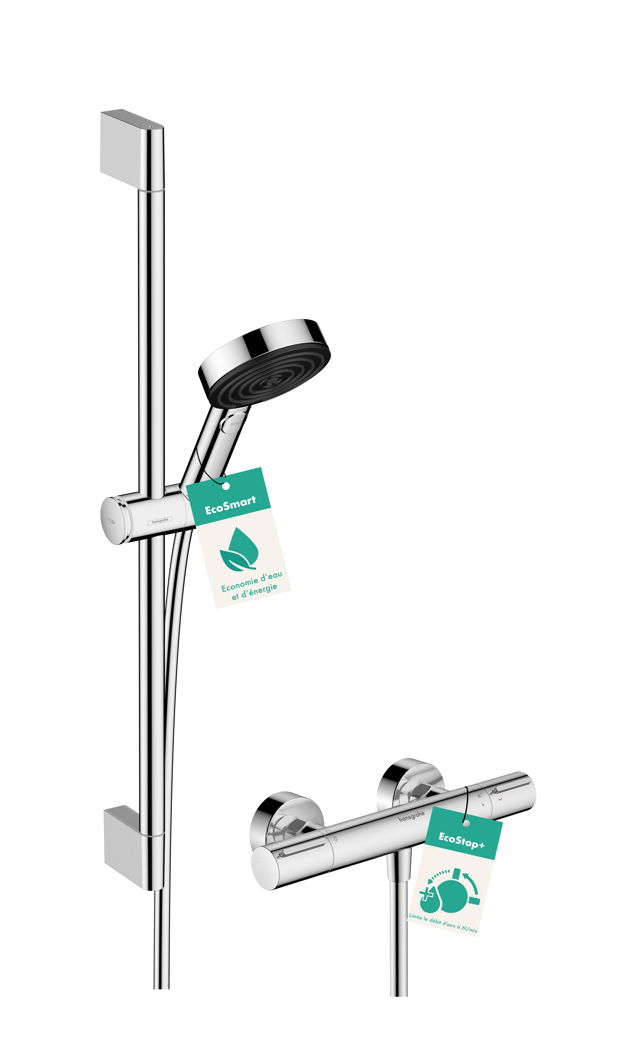 Ensemble de douche avec mitigeur thermostatique HANSGROHE Pulsify Eco Chromé