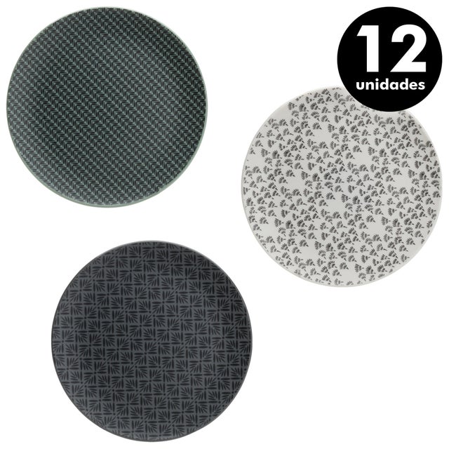 Pack de 12 platos de postre Foret de 20 cm de diámetro