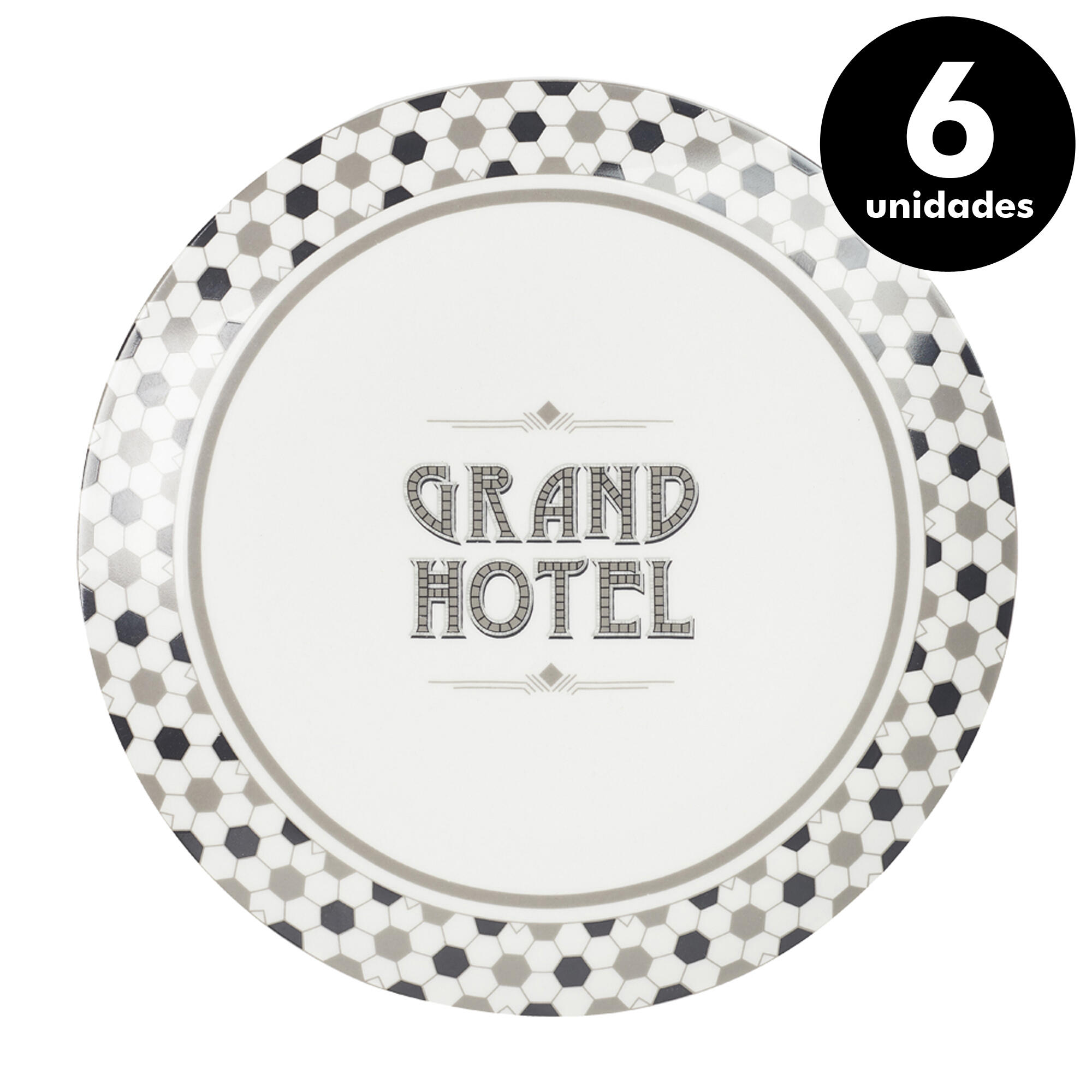 Pack de 6 platos grand hotel de color blanco de 20 cm de diámetro