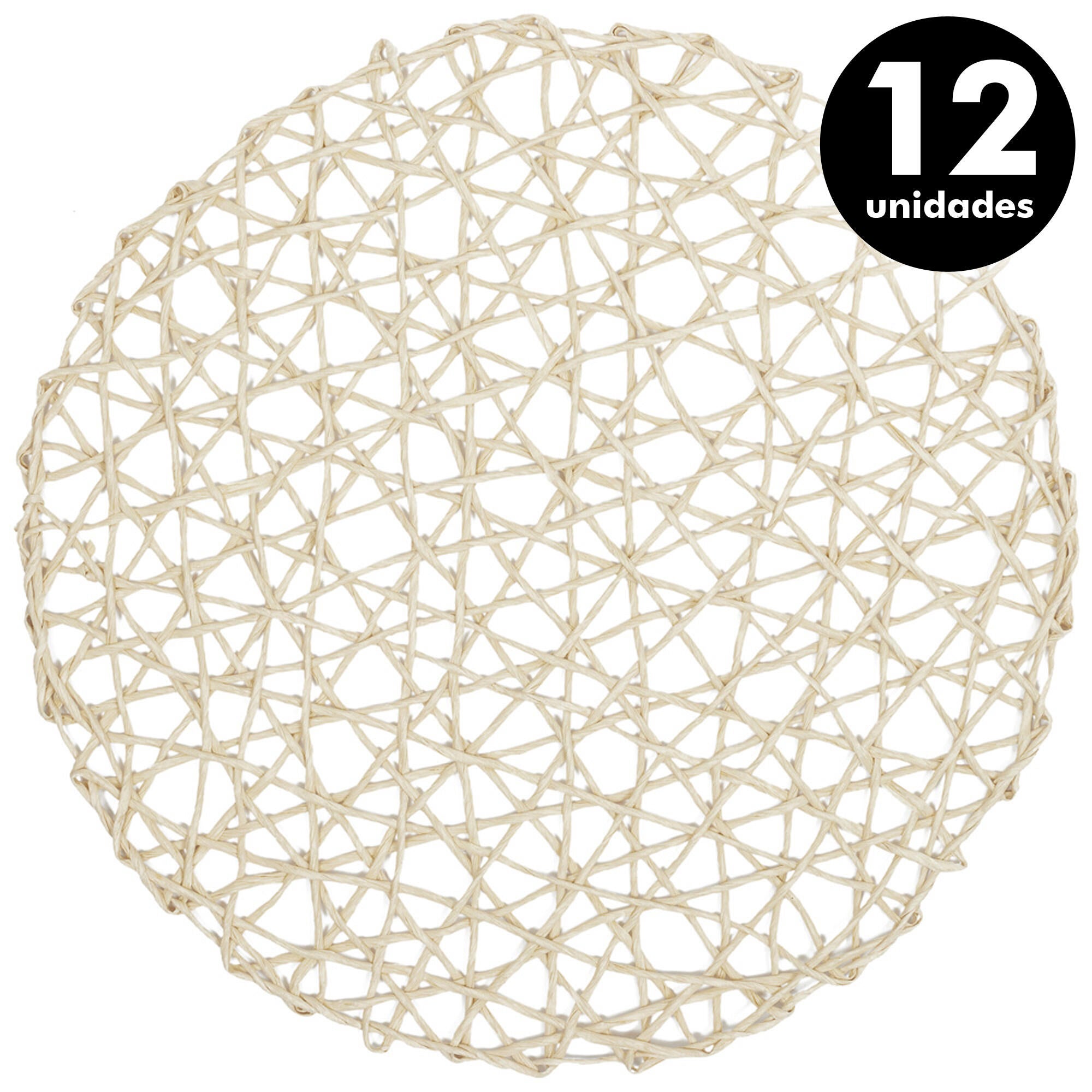 Pack de 12 manteles individuales calados redondos de 38 cm de diámetro