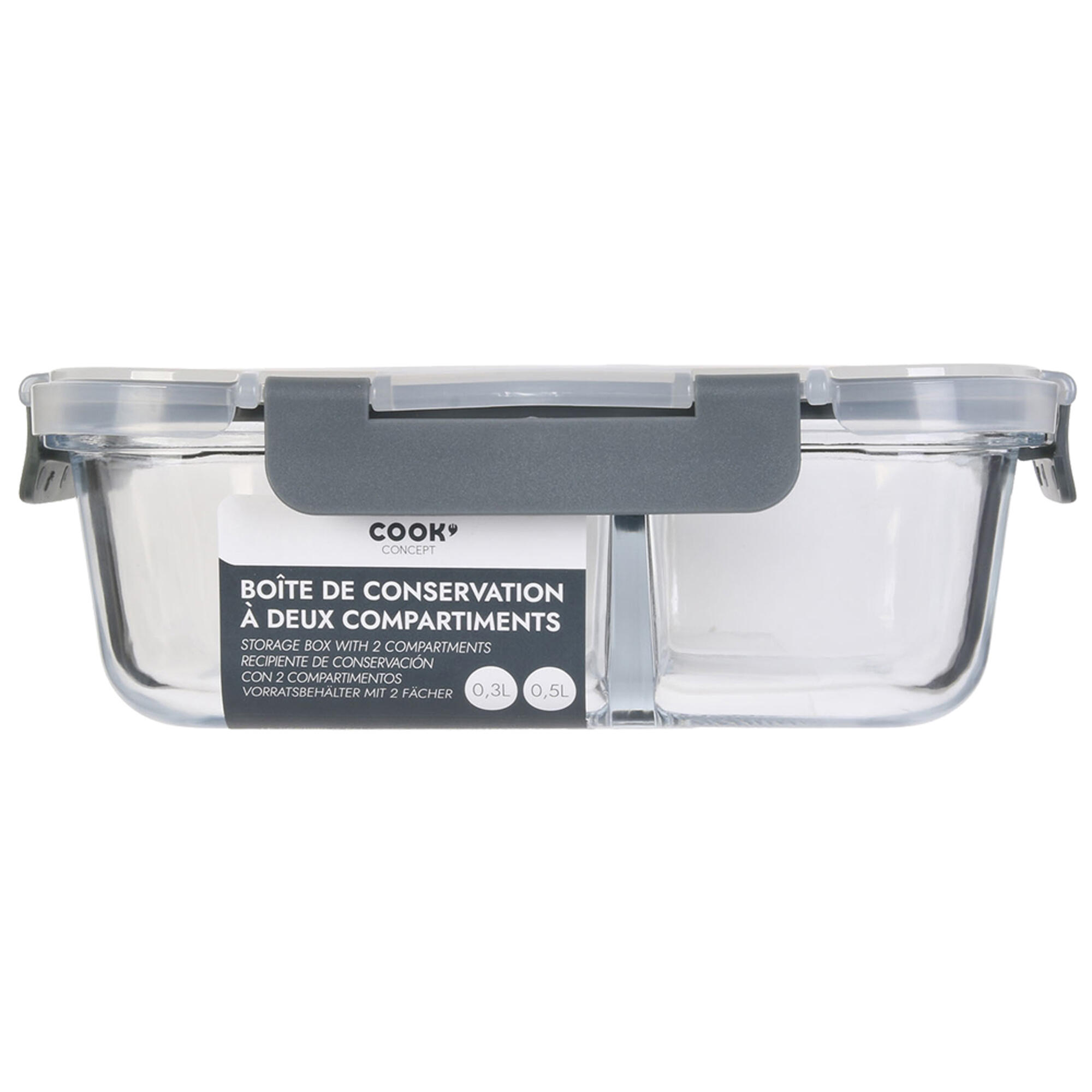 Pack de 2 tuppers herméticos con compartimentos de 0,3 y 0,5 litros - 5