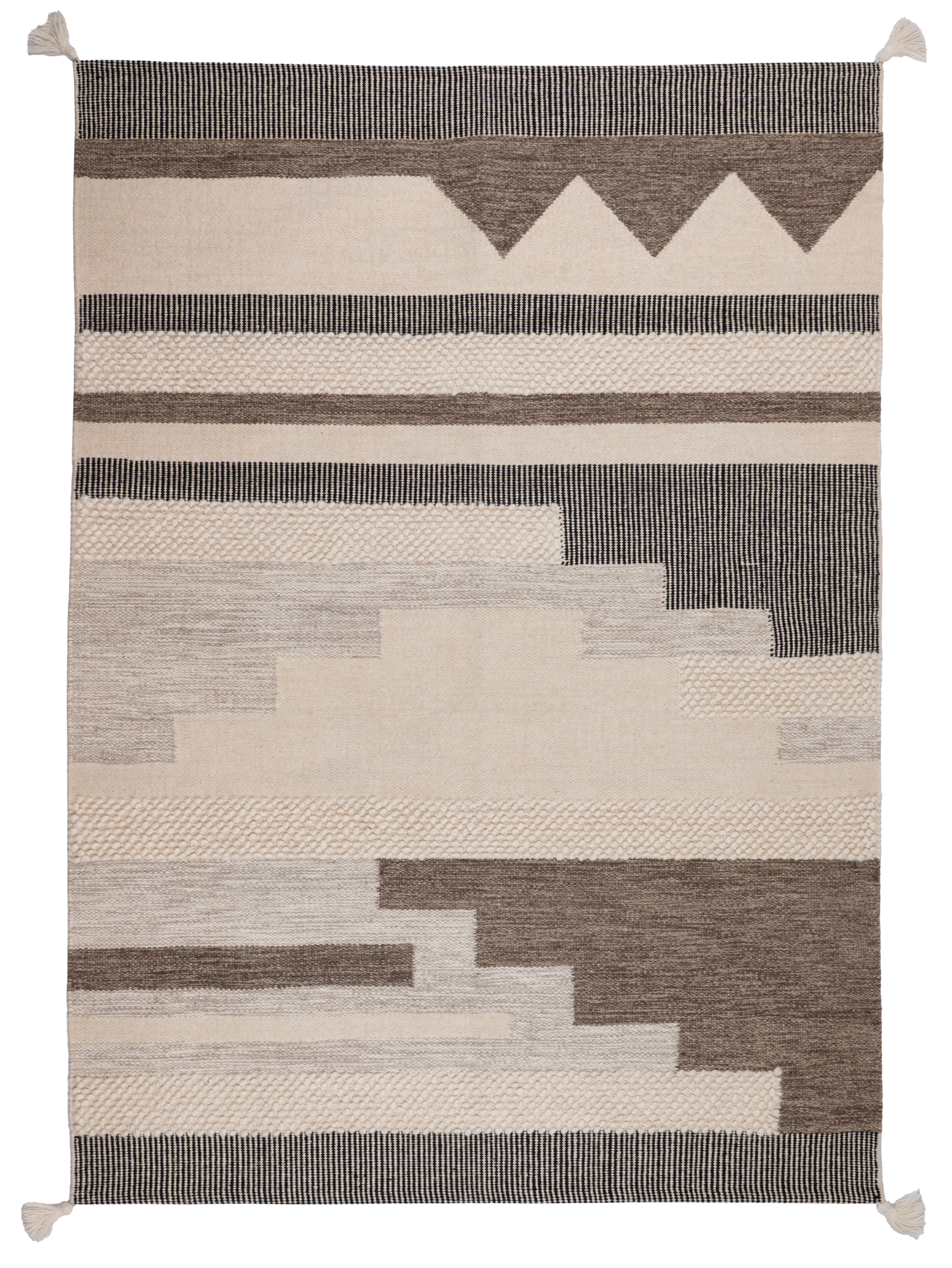 Dywan wełniany Naturelle ivory-brąz 80 x 150 cm z frędzlami
