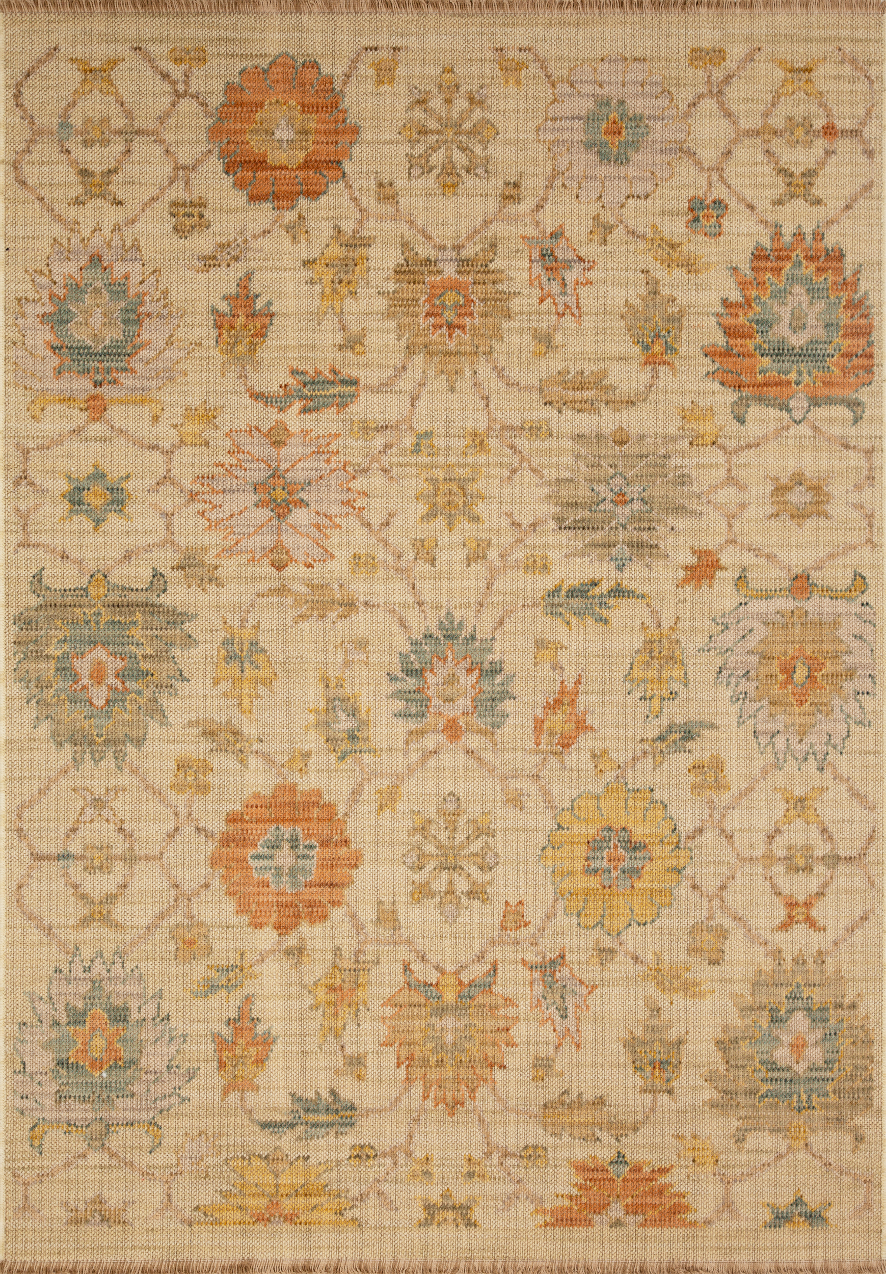 Dywan z frędzlami Royal Wool Kwiat beżowy 160 x 220 cm