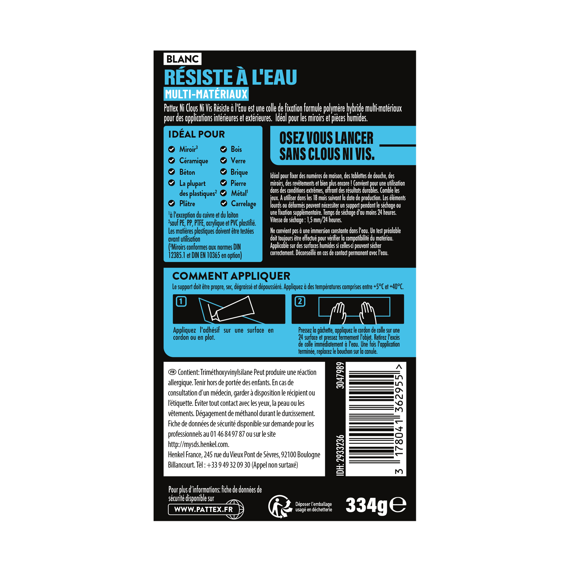 Colle de fixation pâte MS polymère PATTEX Ncnv fix multimatériaux blanc, 334g - 7