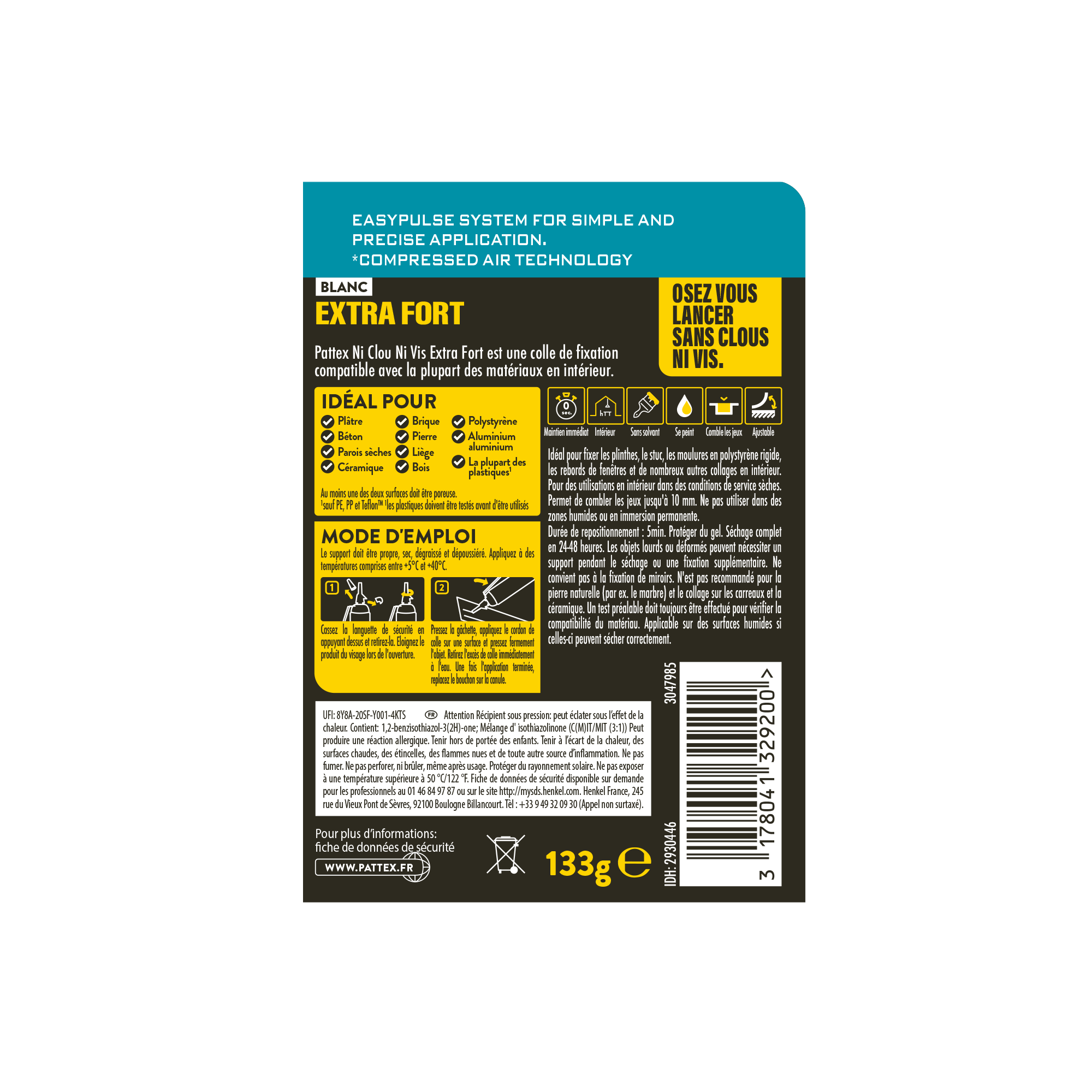 Colle de fixation pâte acrylique Ncnv extra fort msp PATTEX, 133 g blanc - 7