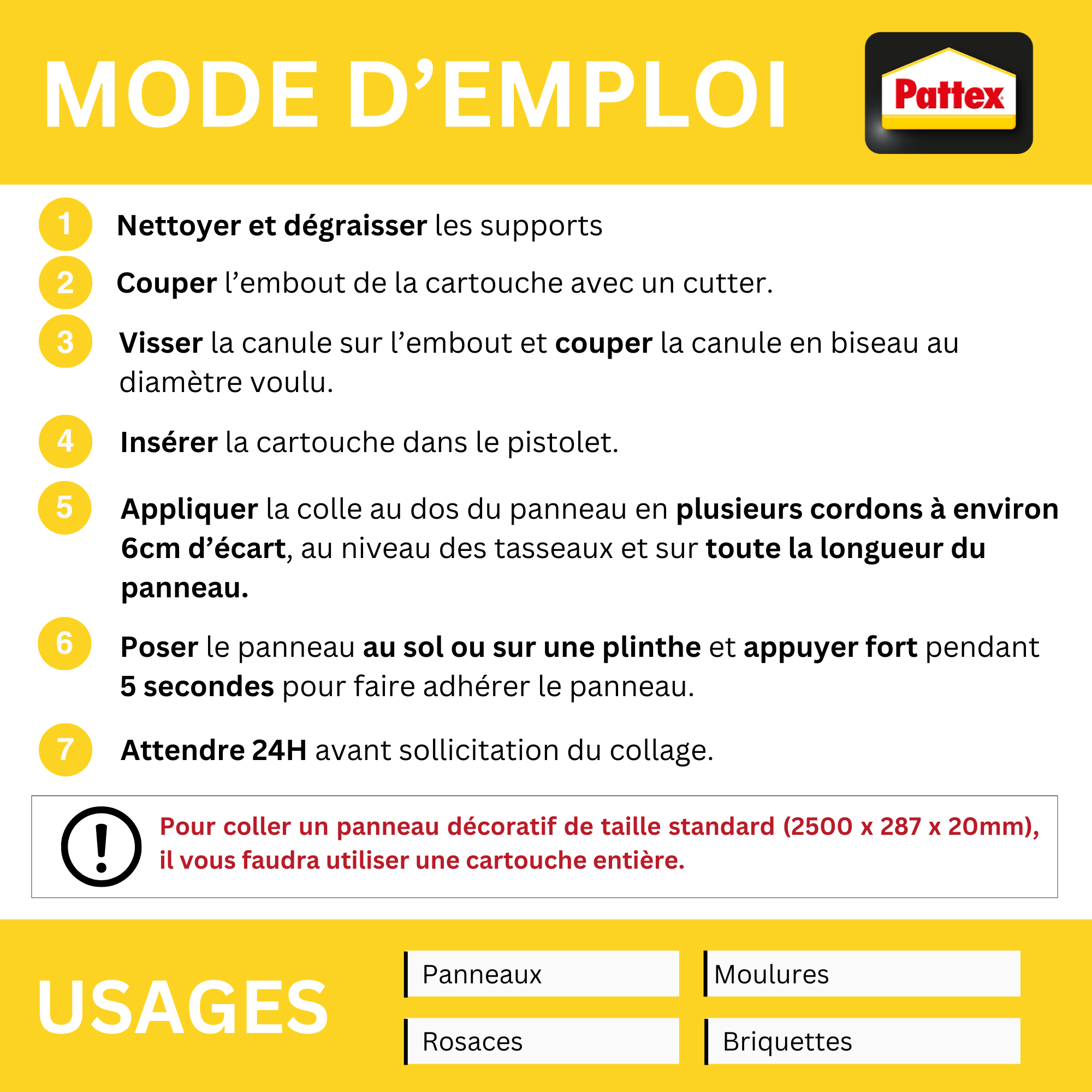 Colle de fixation panneaux décoratifs PATTEX 470 gr - 8