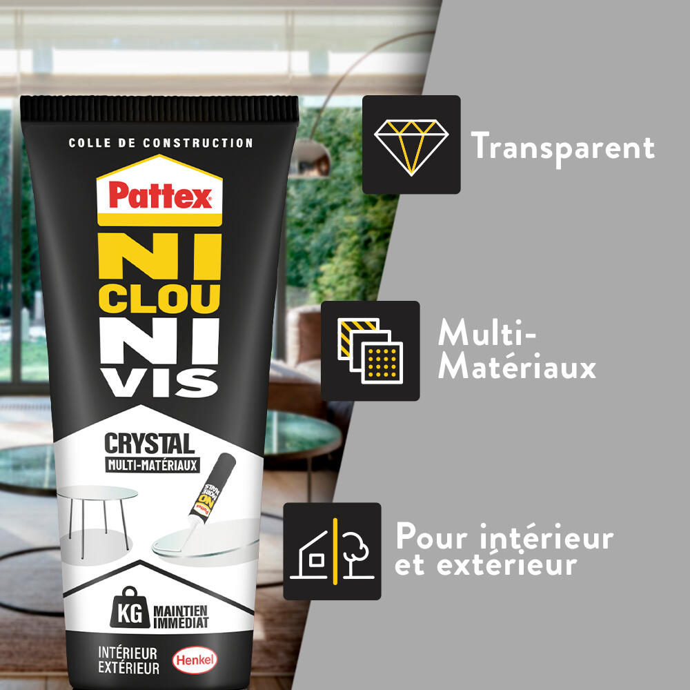 Colle de fixation MS polymère Ncnv tous matériaux crystal PATTEX, 90 g transp - 2