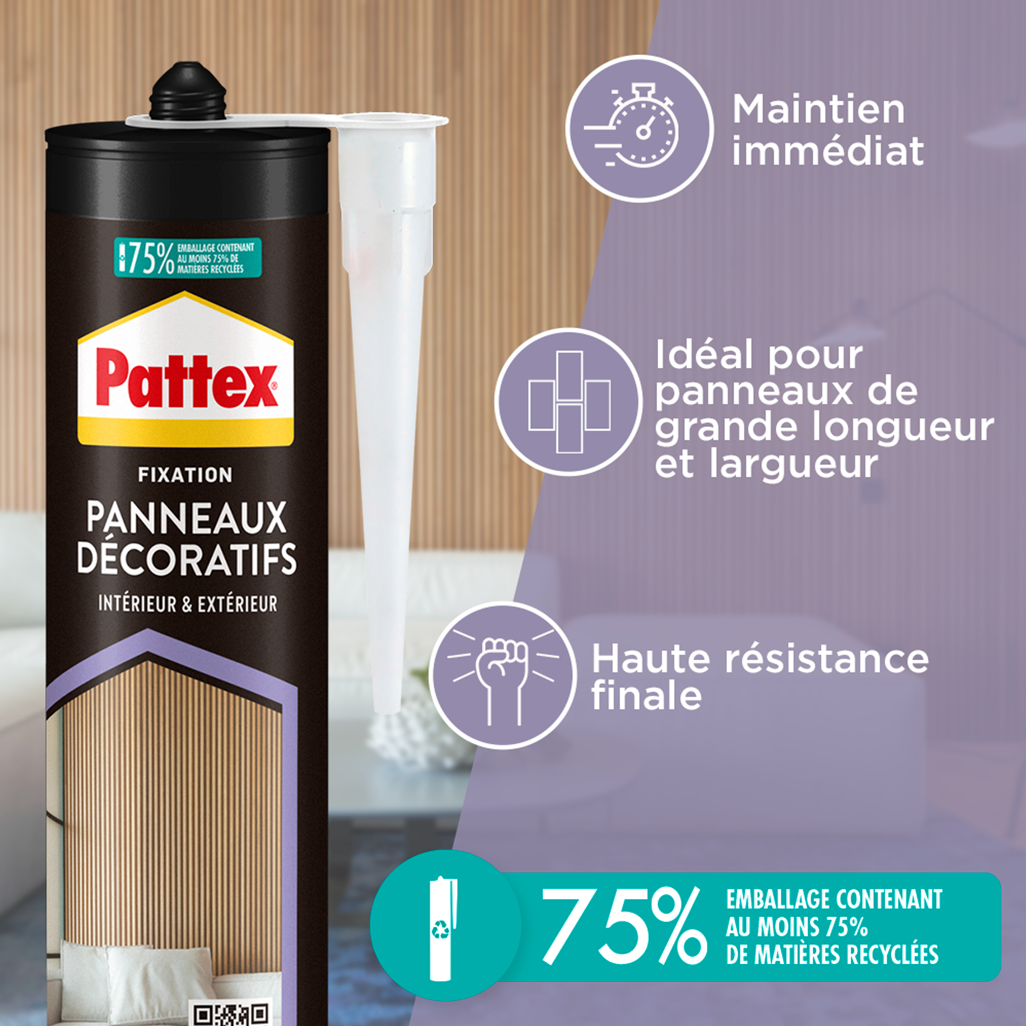 Colle de fixation panneaux décoratifs PATTEX 470 gr - 2