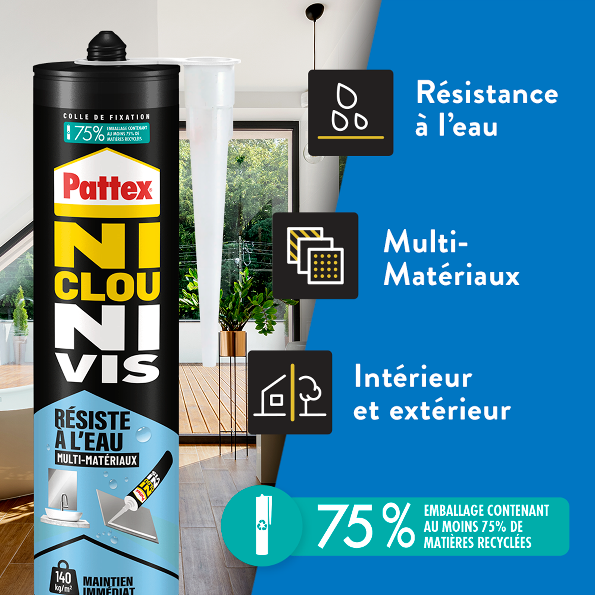 Colle de fixation pâte MS polymère Ncnv résiste à l'eau PATTEX, 450 g blanc - 2