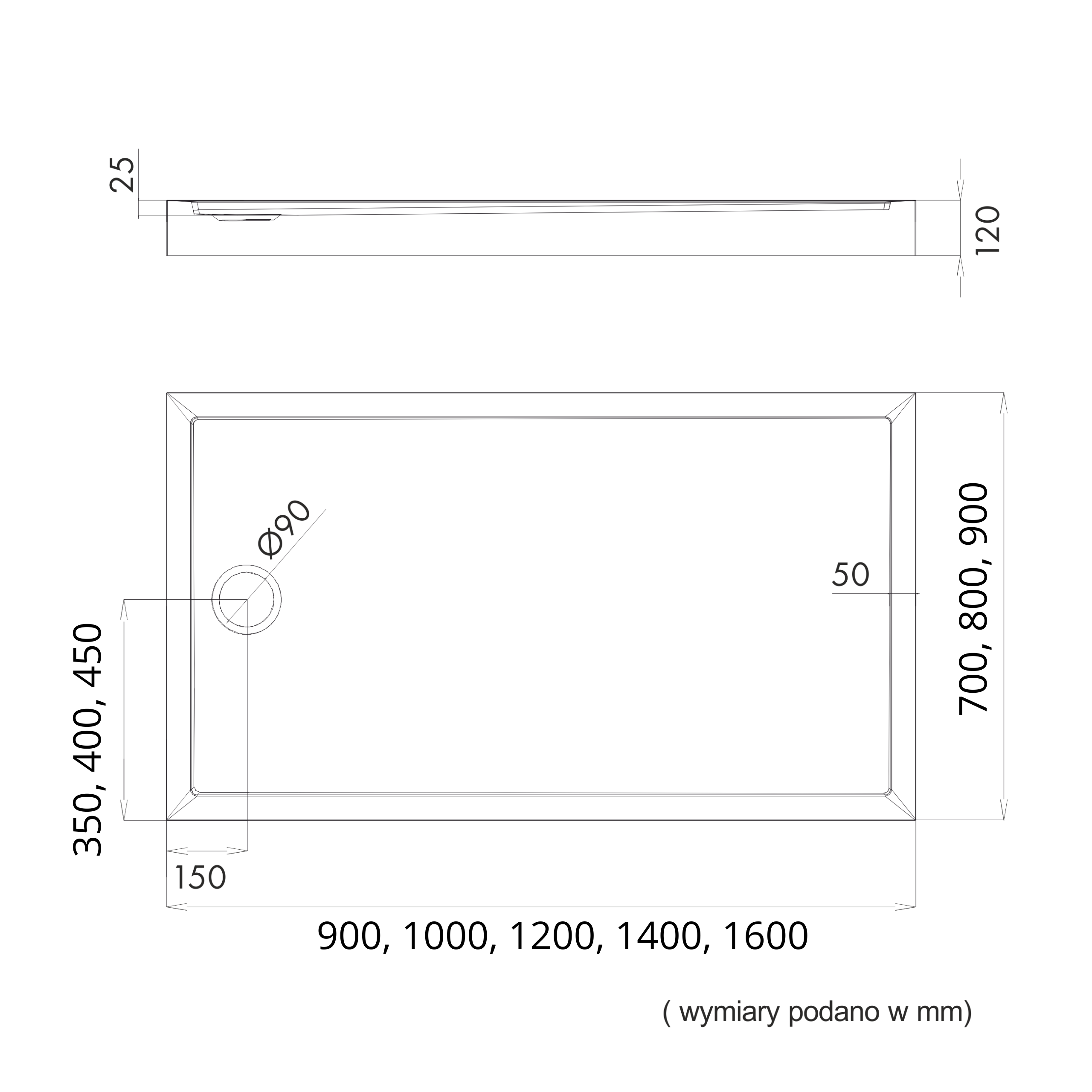 Brodzik Zintegrowany Prostokątny Sensea Frigo 90 x 160 x 12 cm Biały Gładki - 6