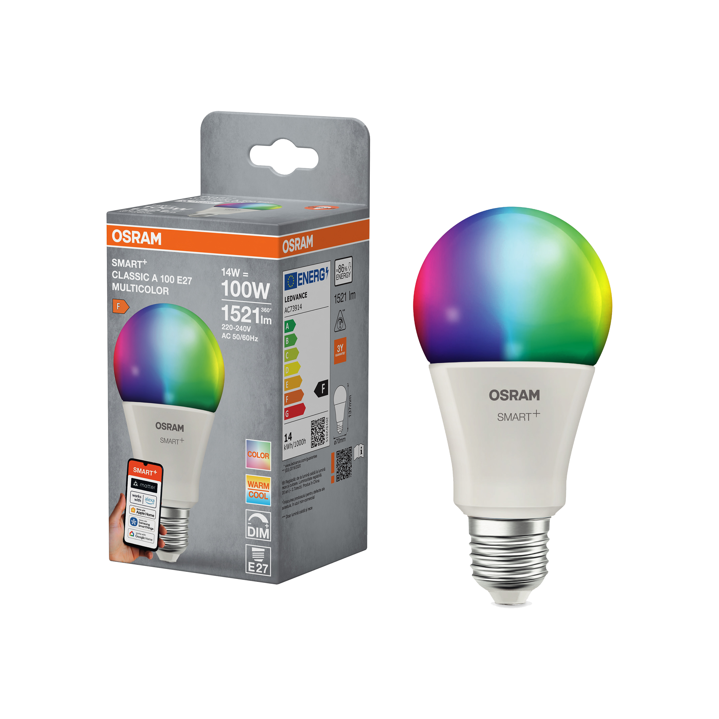 Żarówka LED E27 14 W RGBW Osram