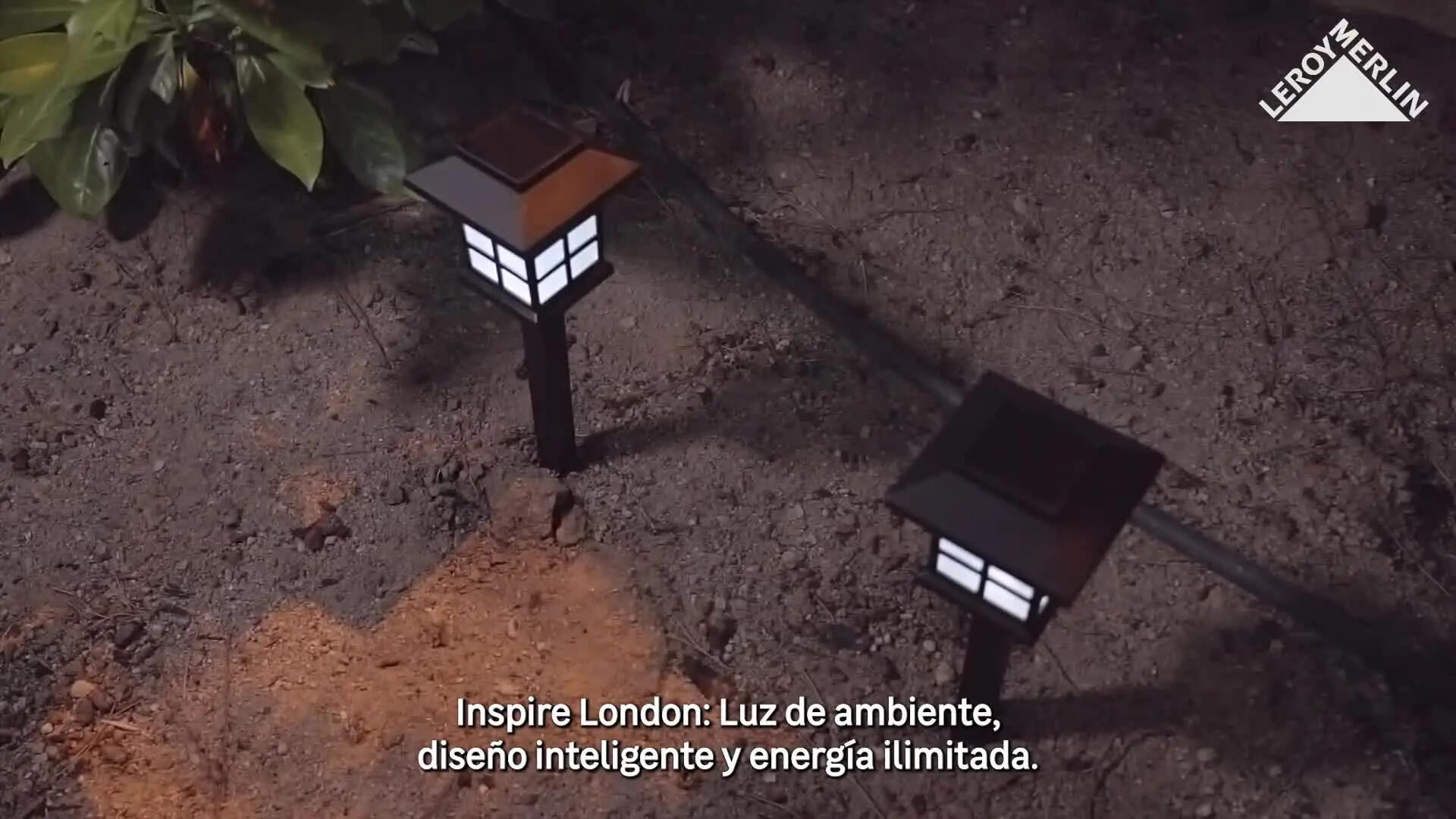 Baliza jardín solar exterior LED negra INSPIRE London IP44 con sensor crepuscular - 4