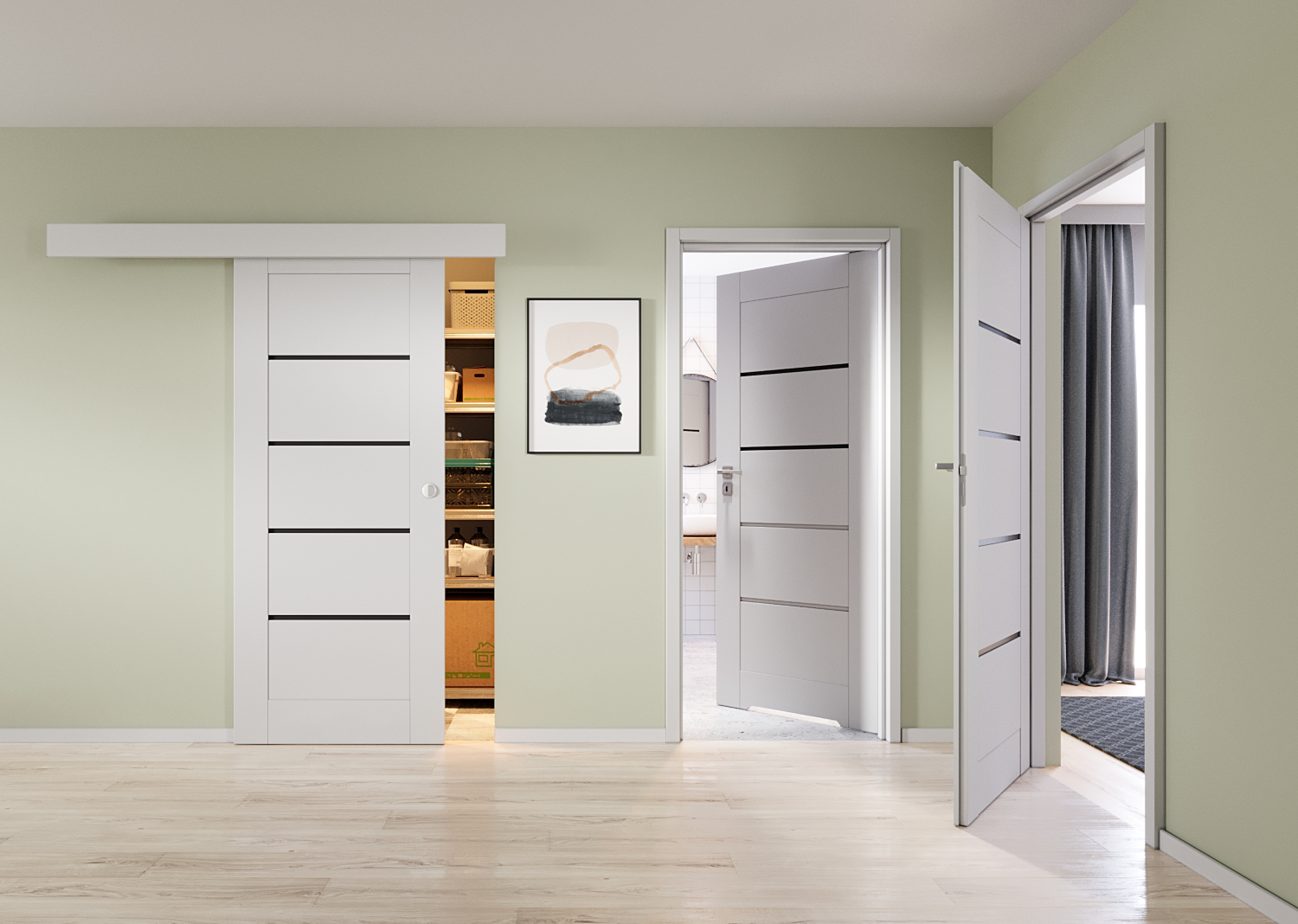 Drzwi wewnętrzne pokojowe Vinci Nero białe czarna szyba 80 lewe Voster - 2