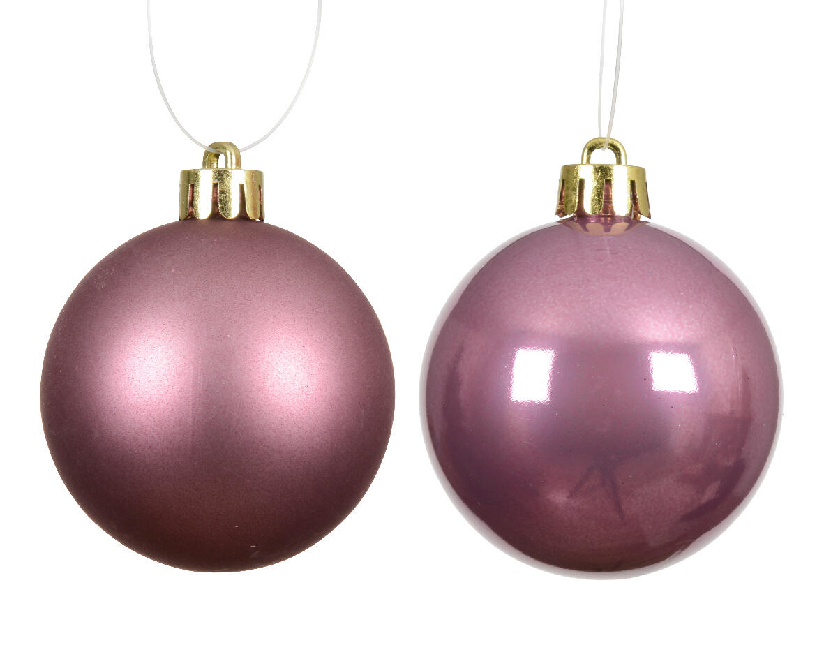 Set di palline natalizie in polistirene rosa Ø 6 cm confezione da 12 pezzi - 2