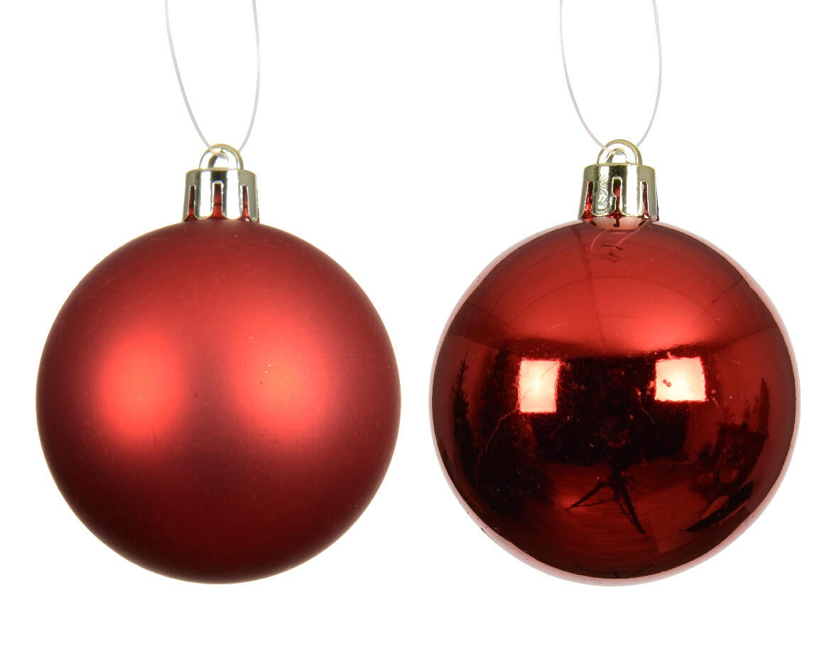 Set di palline natalizie in polistirene rosso Ø 6 cm confezione da 12 pezzi - 2