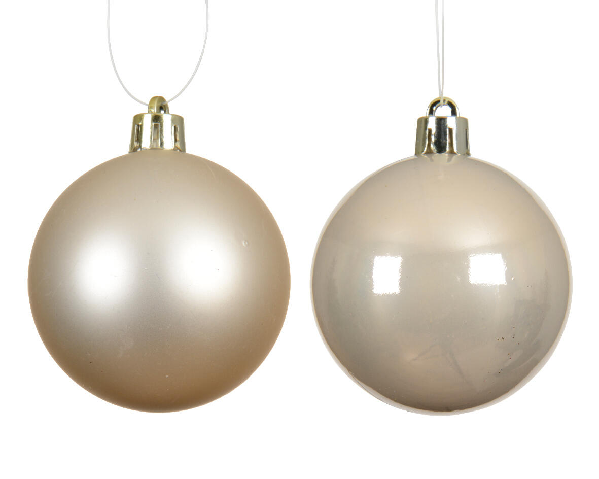 Set di palline natalizie in polistirene beige perla, oro Ø 8 cm confezione da 6 pezzi - 2